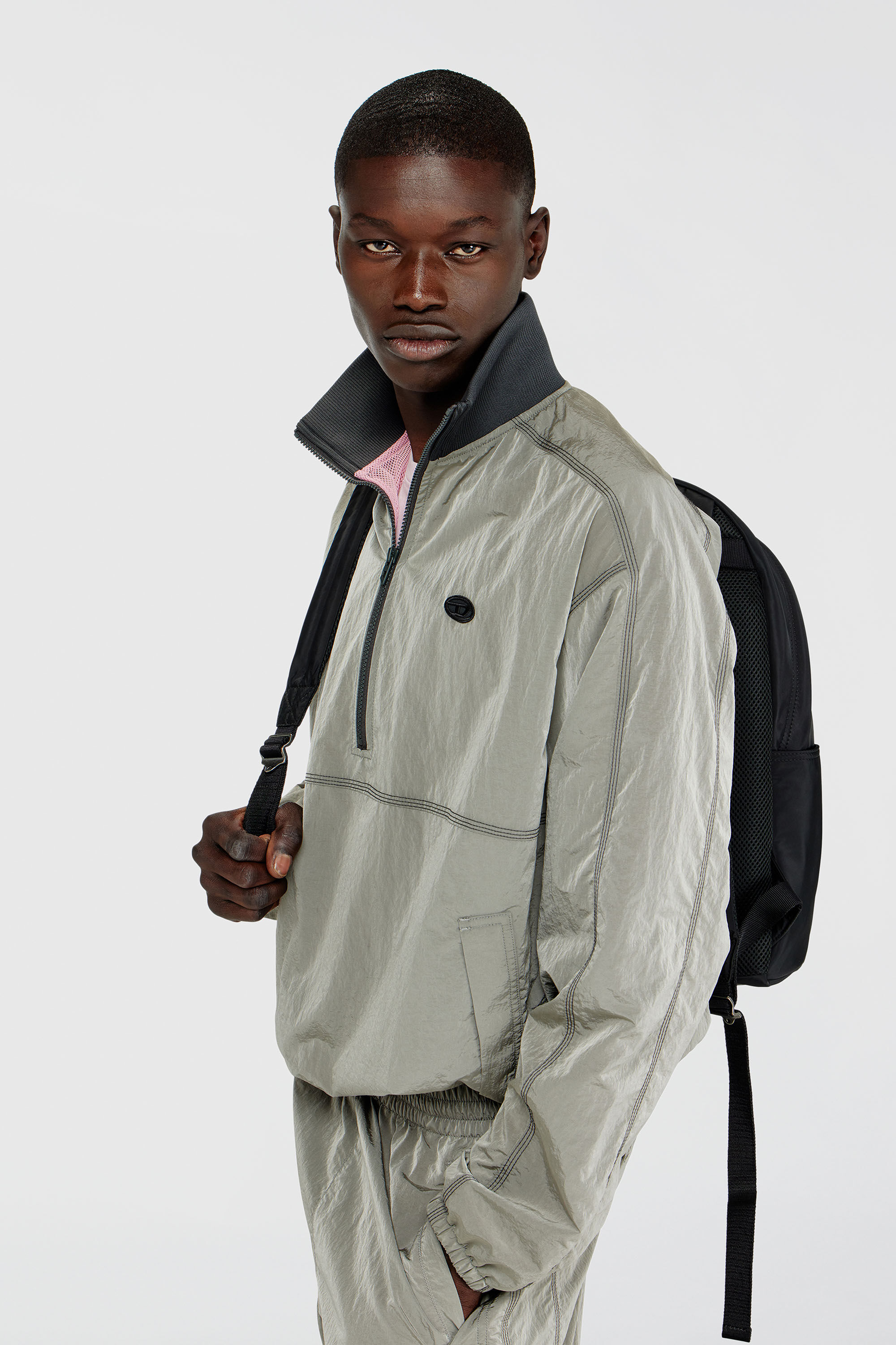 Men's Nylon jacket with crinkle effect | Grey | Diesel US