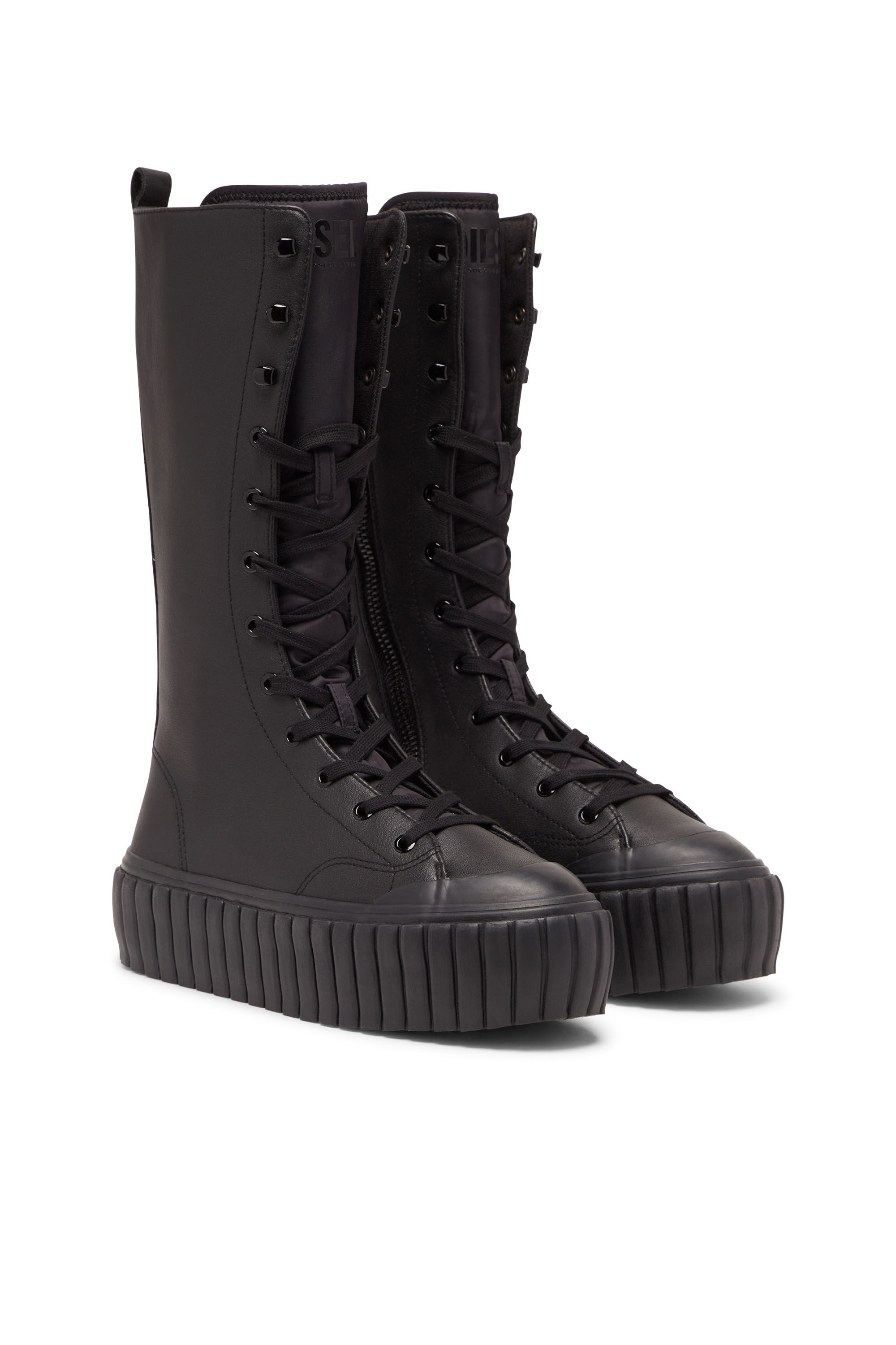 Diesel - S-HANAMI BT W, Female's S-Hanami BT W - Leather lace-up boots with flatform sole in Black - 2