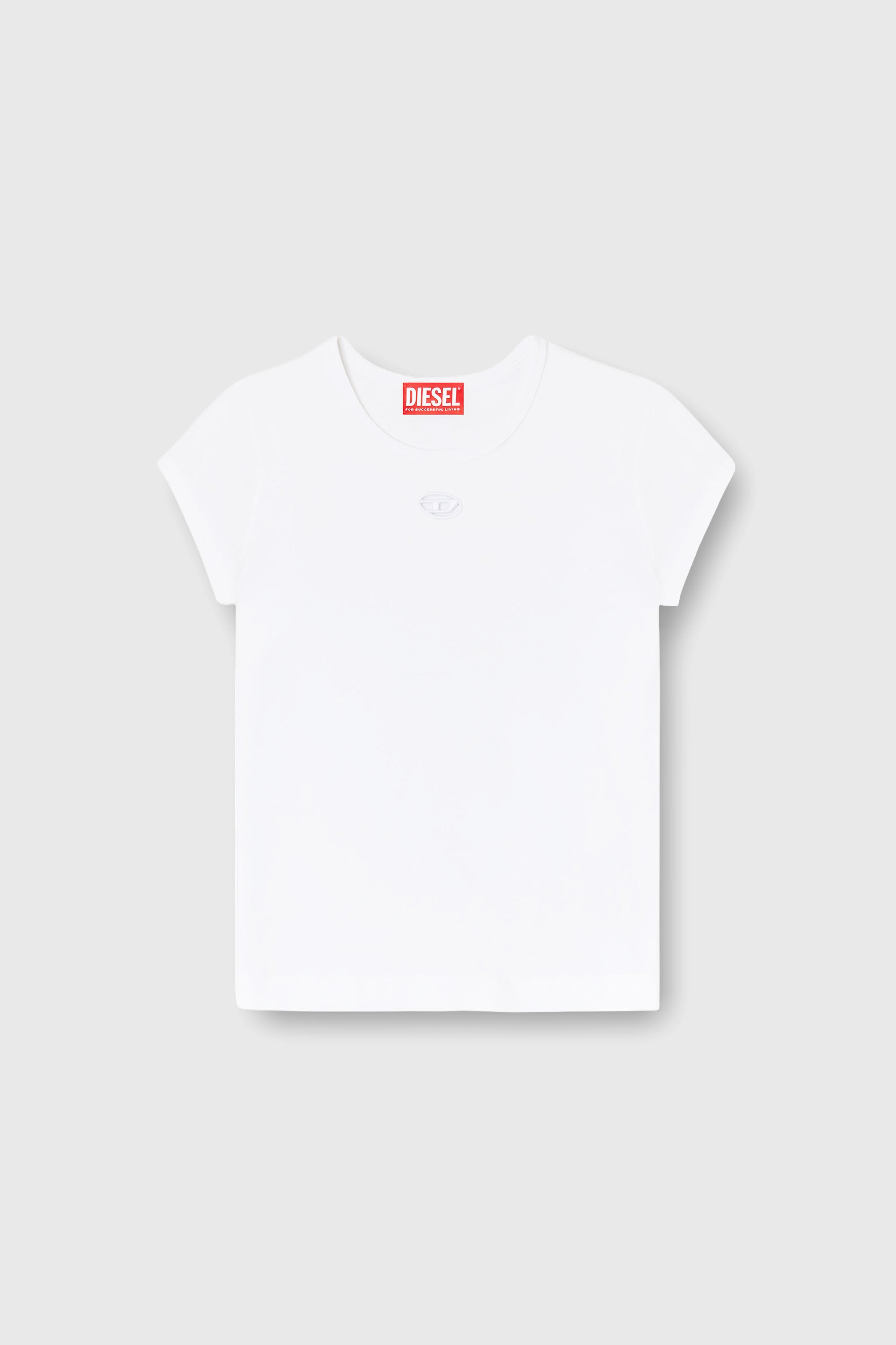 Women's T-shirt with cut-out embroidered logo | White | Diesel