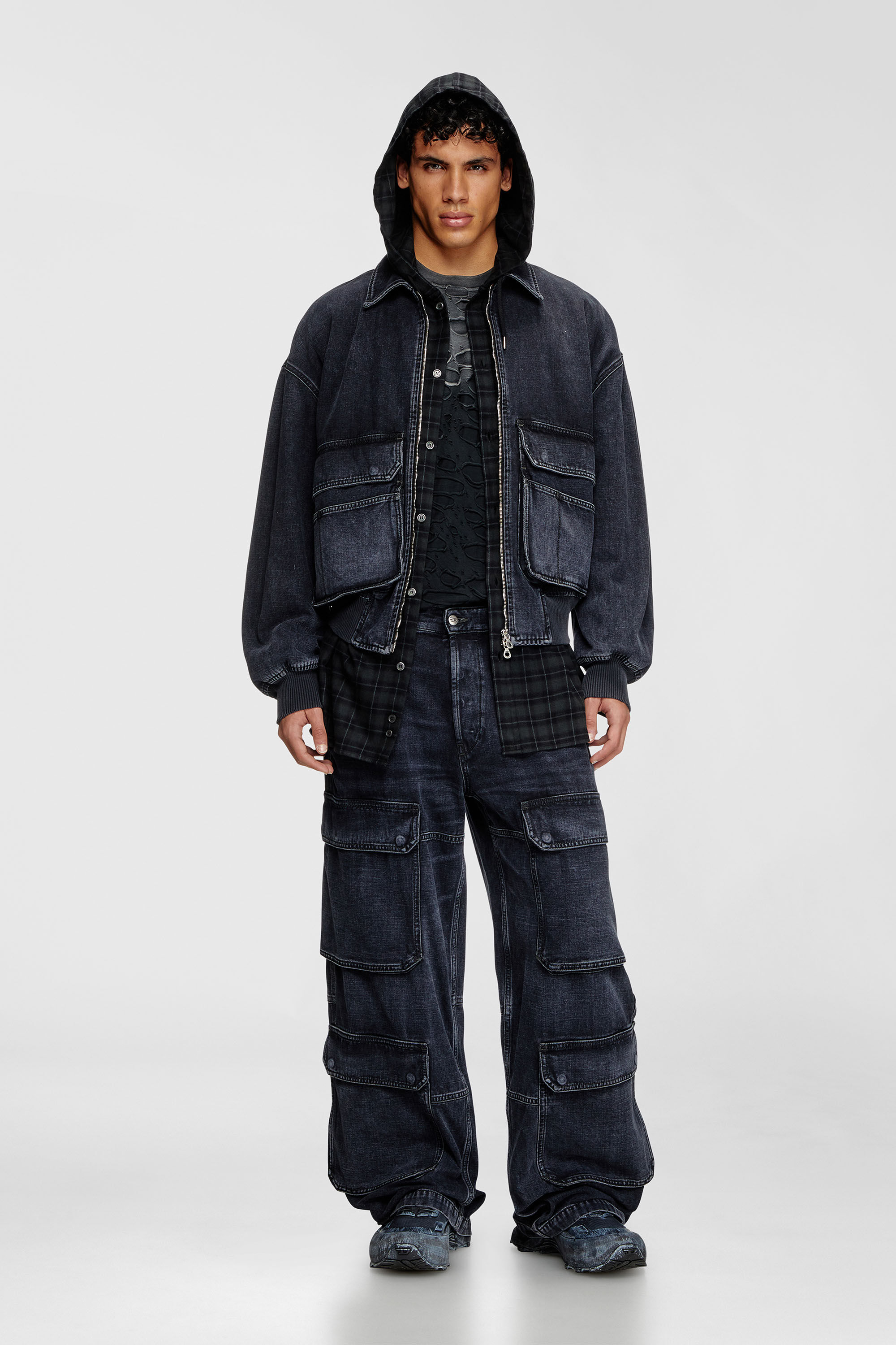 Women's Jacket in batavia-weave denim | Black | Diesel {{Country}}