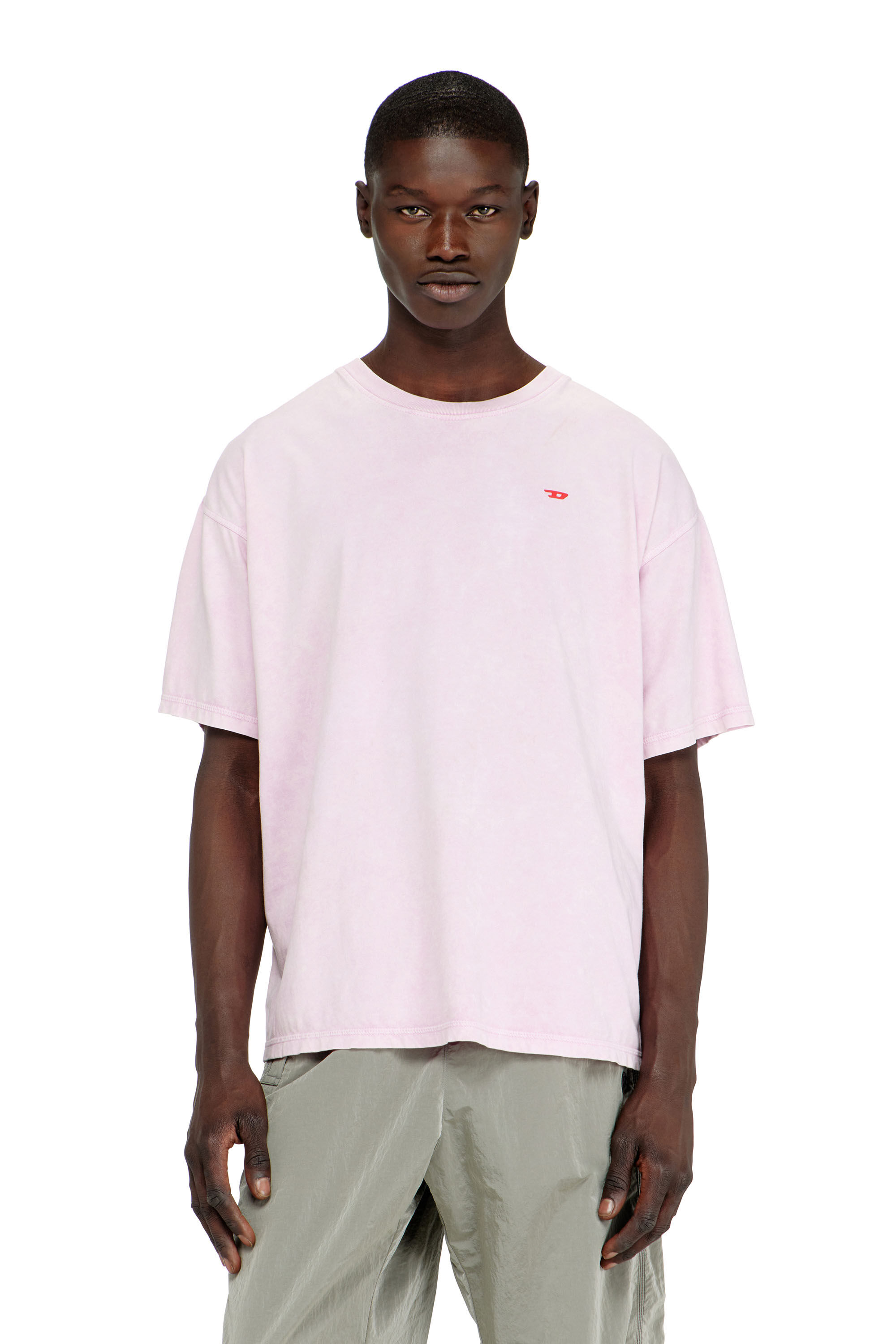 Men's Cotton T-shirt with treated effect | Pink | Diesel US