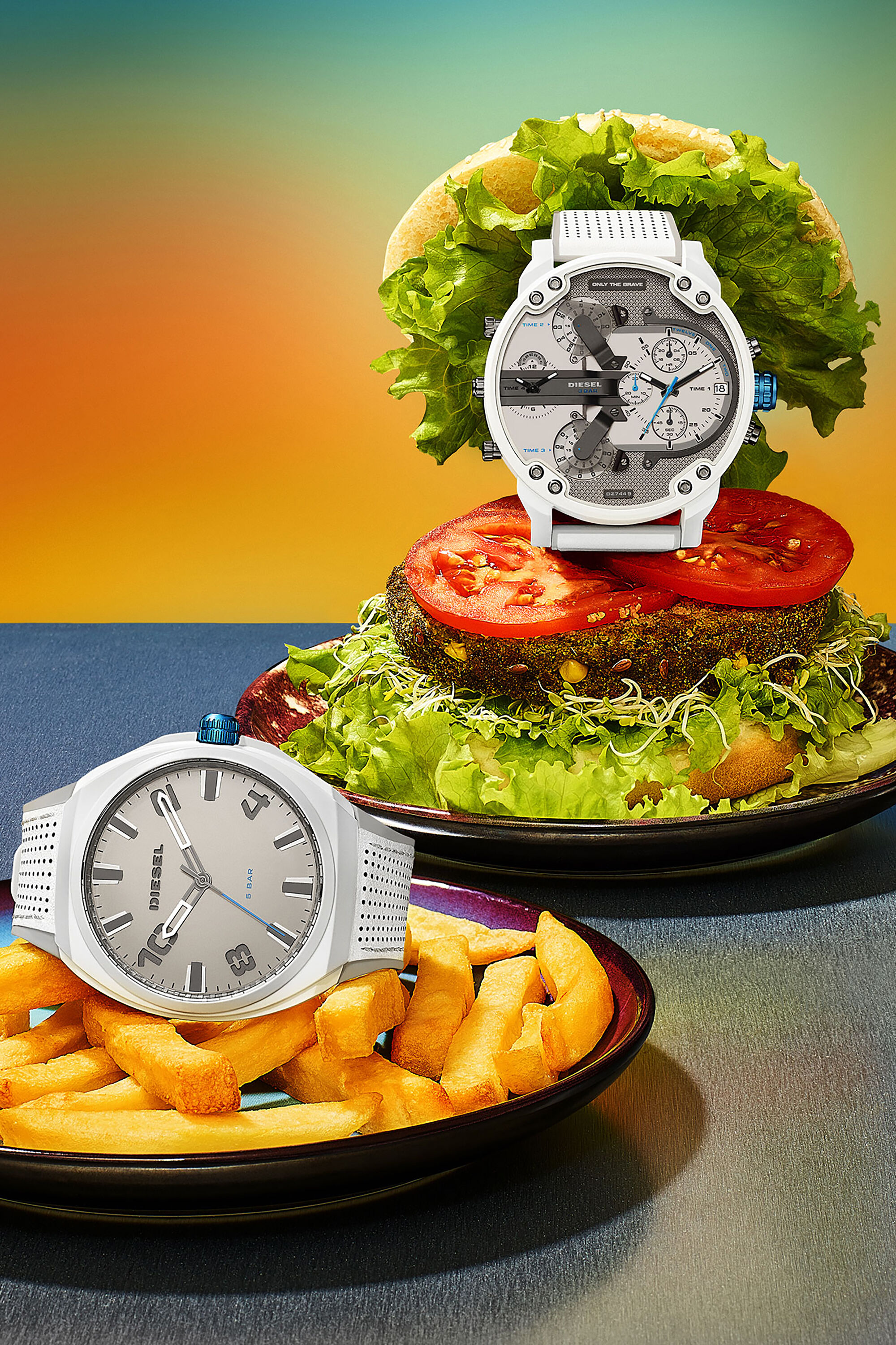 Diesel - DZ1884, Stigg reloj con correa en silicona blanca y gris Hombre in Blanco - 3