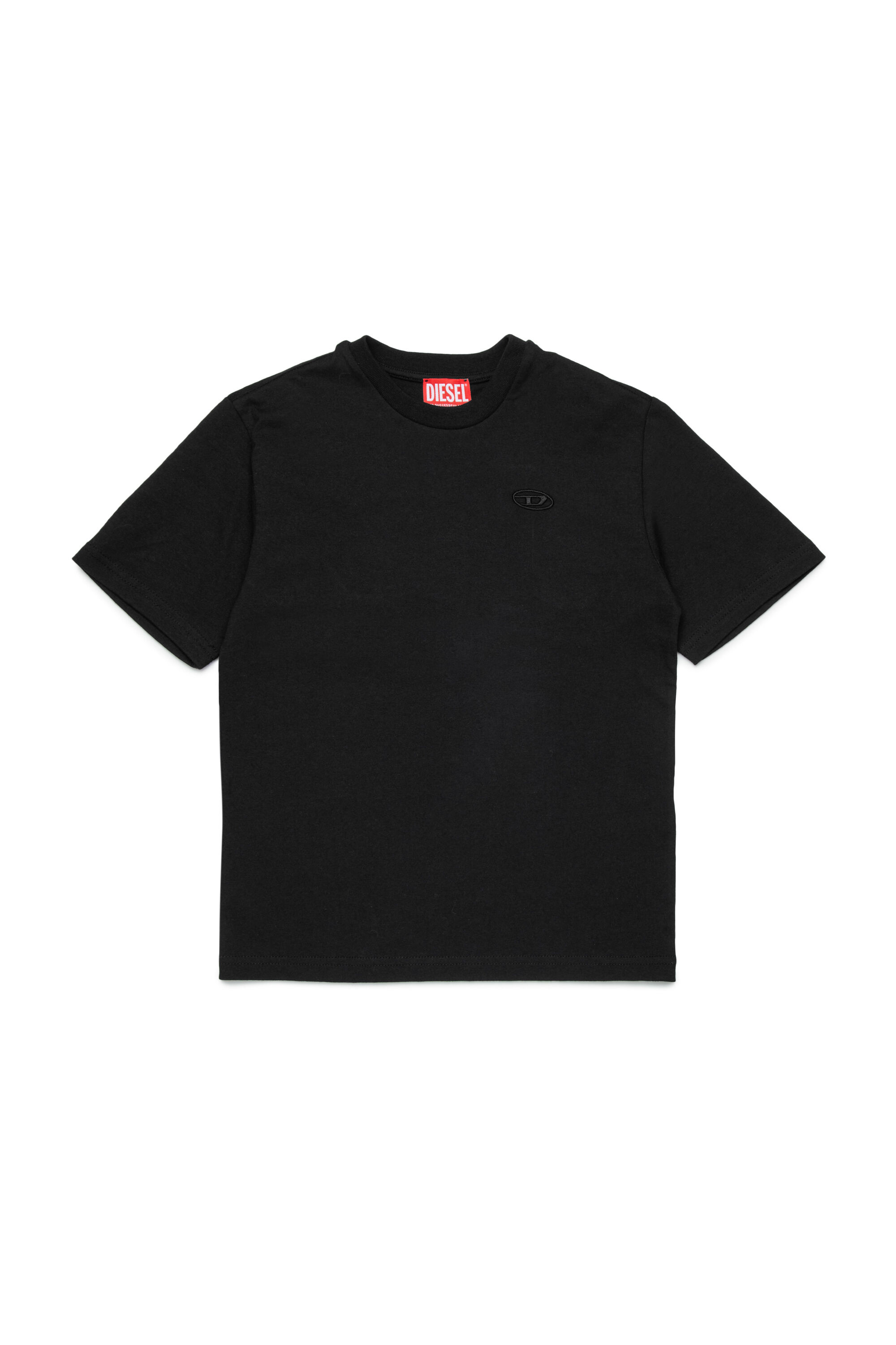 Boy'sT-shirt with mega Oval D embroidery | Black | Diesel CA
