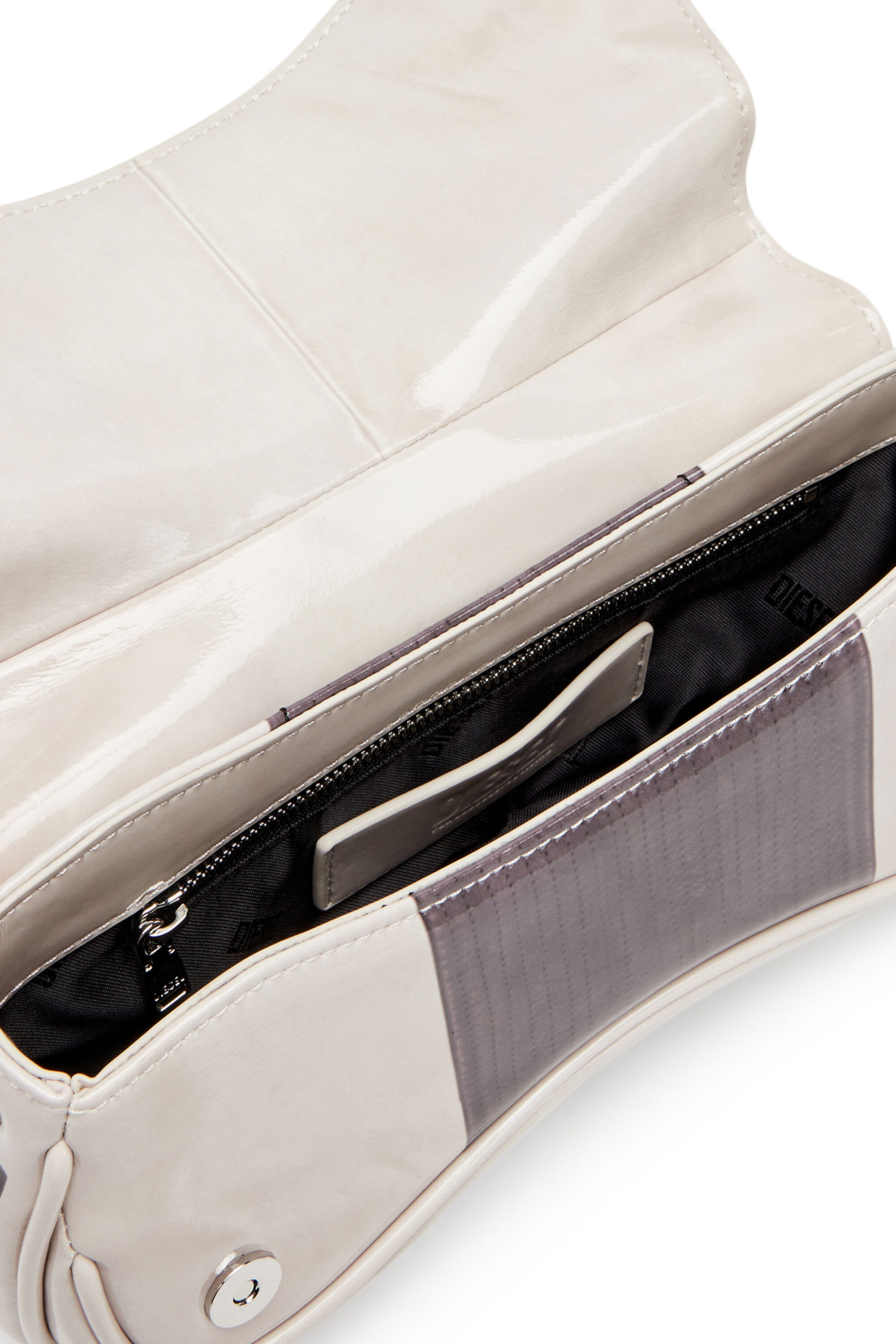 Diesel - PLAY CLUTCH, Female's Play-Glossy clutch with biker details in Light Grey - 2