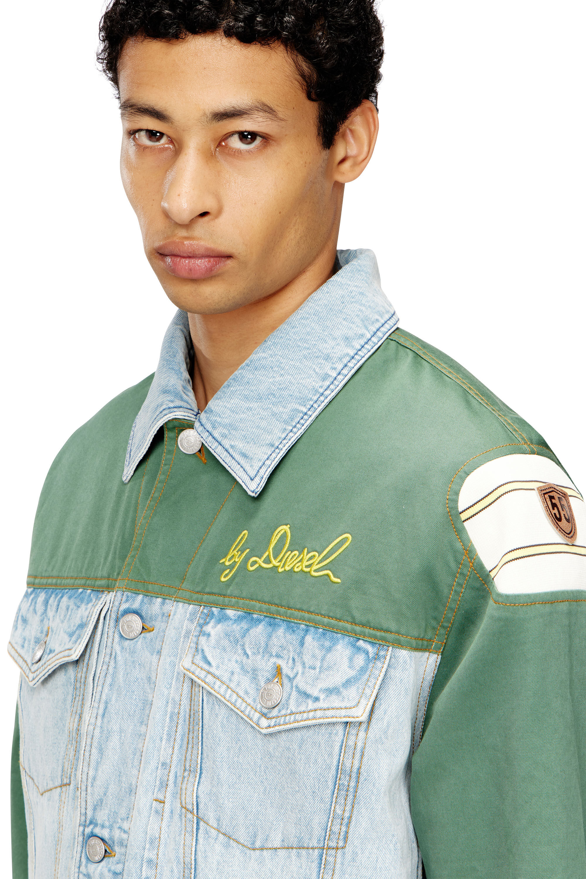 Women's Denim jacket with cotton insert | Multicolor | Diesel