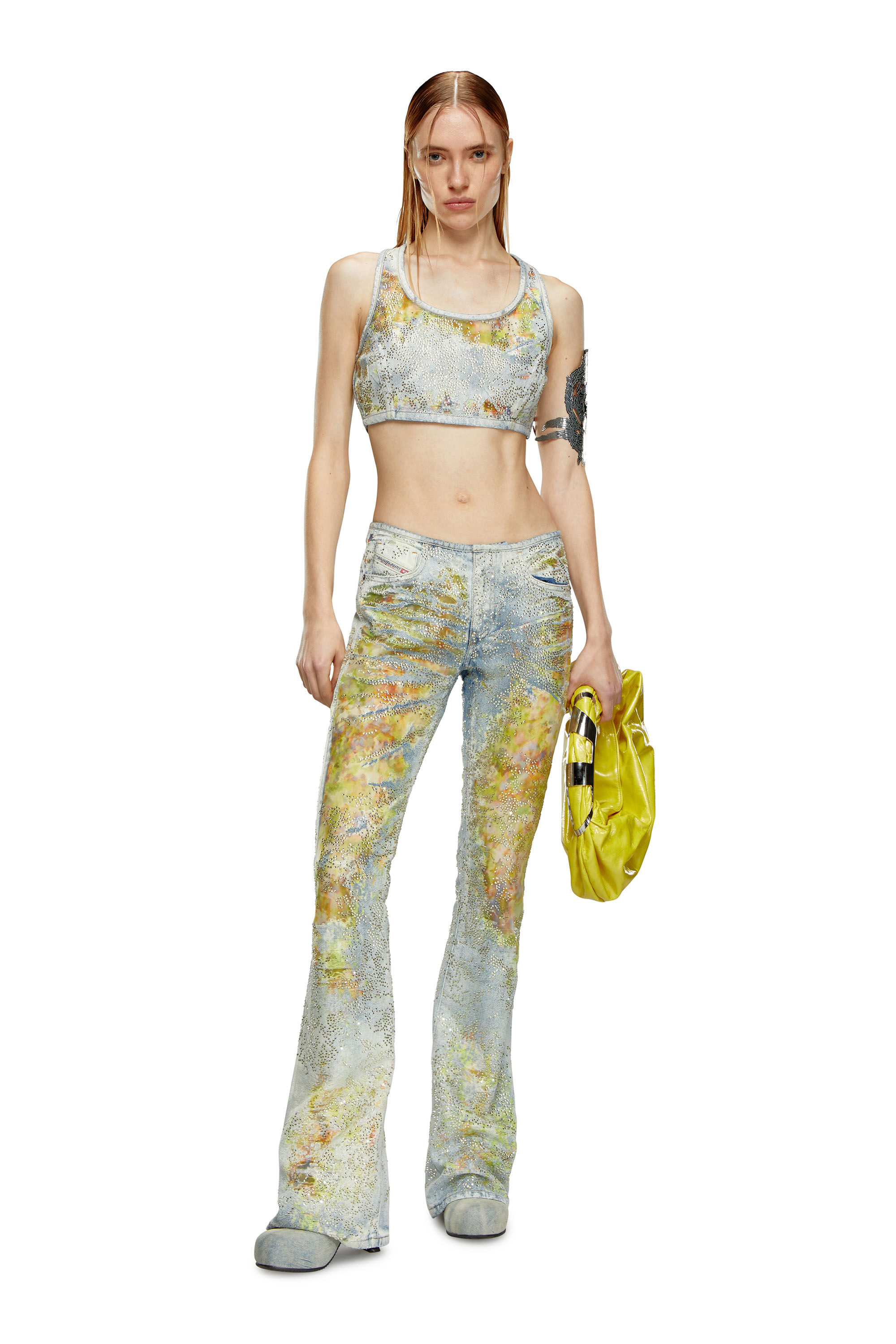Diesel - Female's Bootcut Jeans D-Shark 068MX, Blue/Yellow - 1