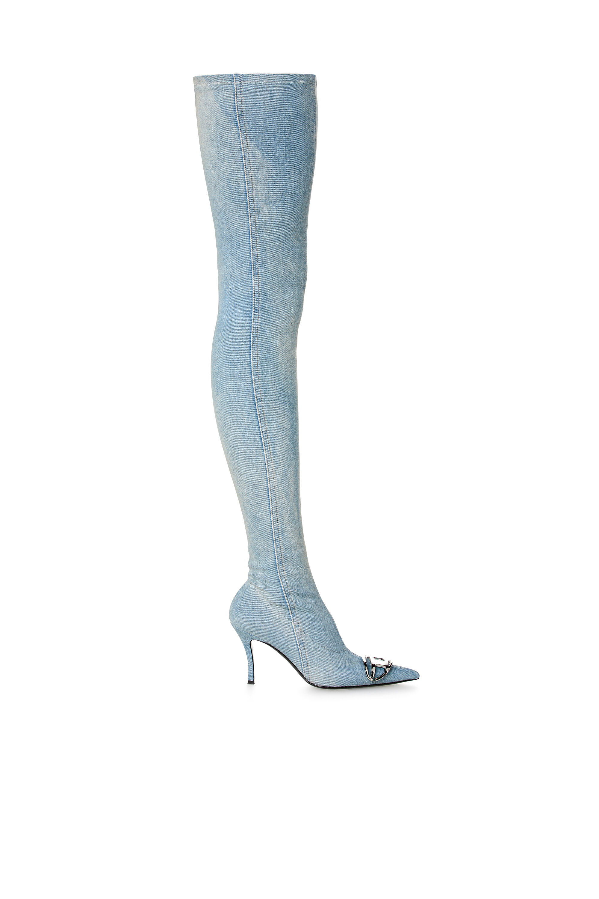Diesel - D-VENUS TBT D, Female's D-Venus-Over-the-knee boots in faded denim in Light Blue - 1