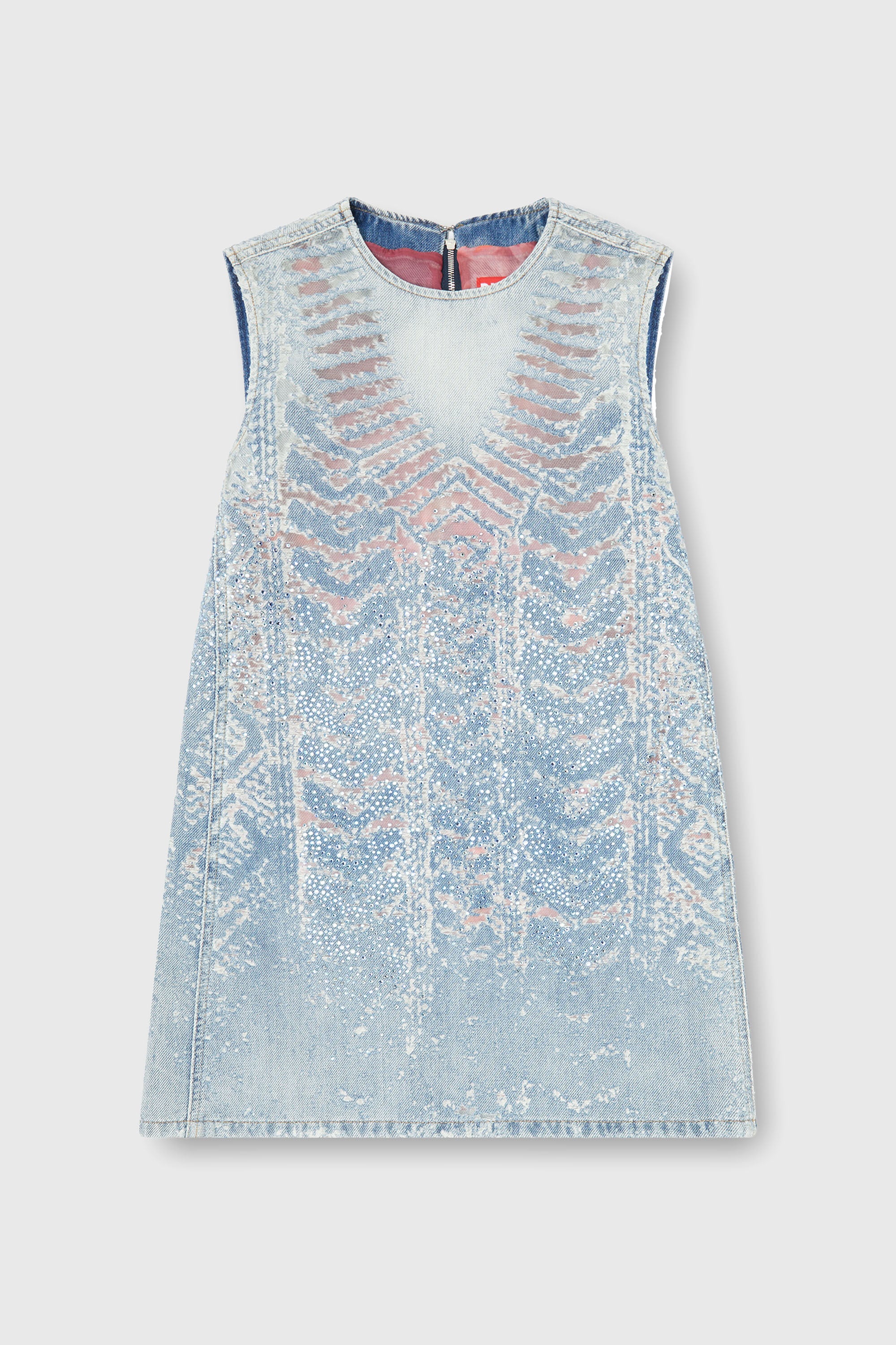 Diesel - DE-MYRELA-S, Female's Mini dress in microstone devor&eacute; denim in Light Blue - 2