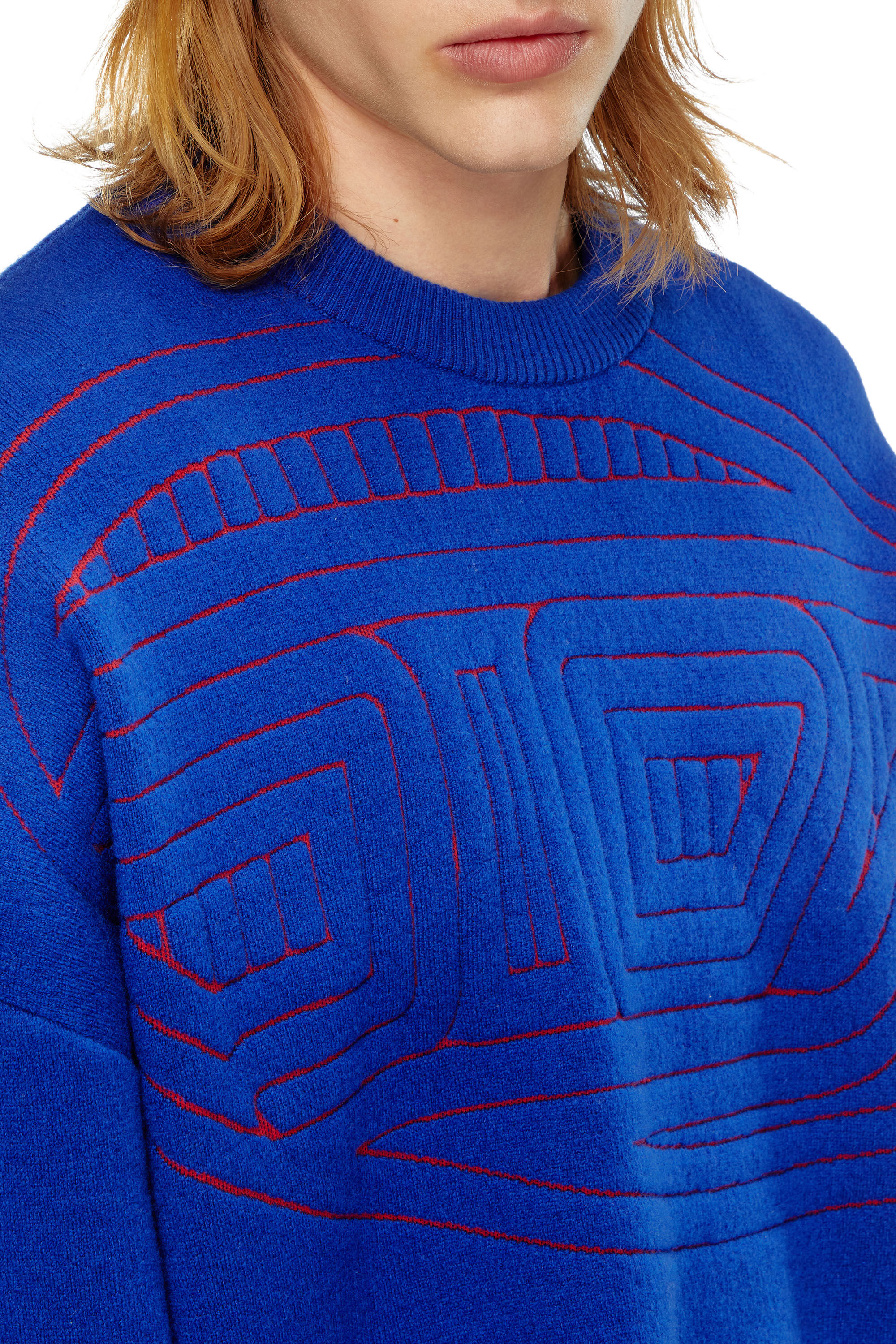 Diesel - K-RATIO, Pull en laine mélangée avec logo graphique Homme in Bleu - 5