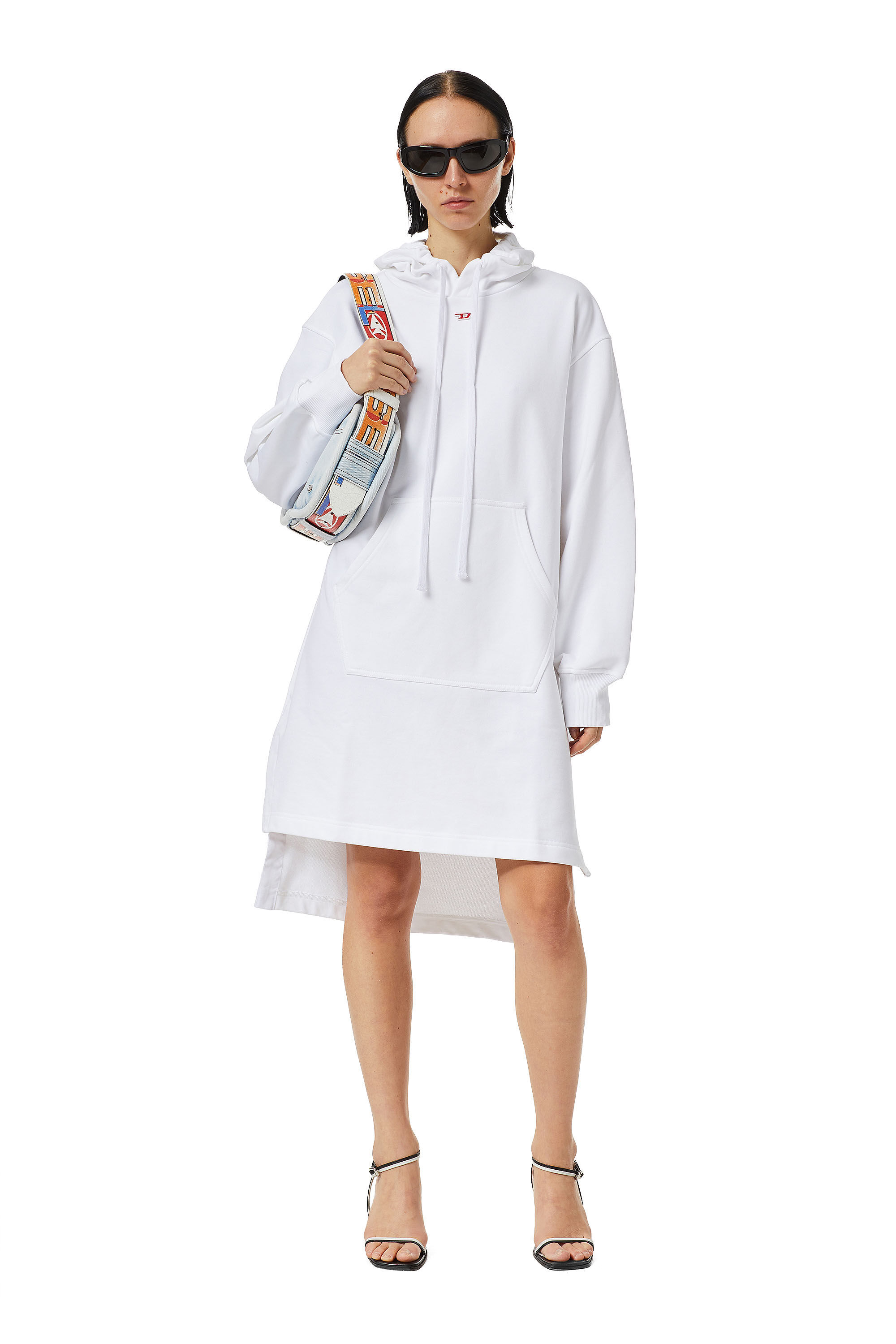 Diesel - D-ILSE-D, Female's Hoodie dress with D logo in White - 2