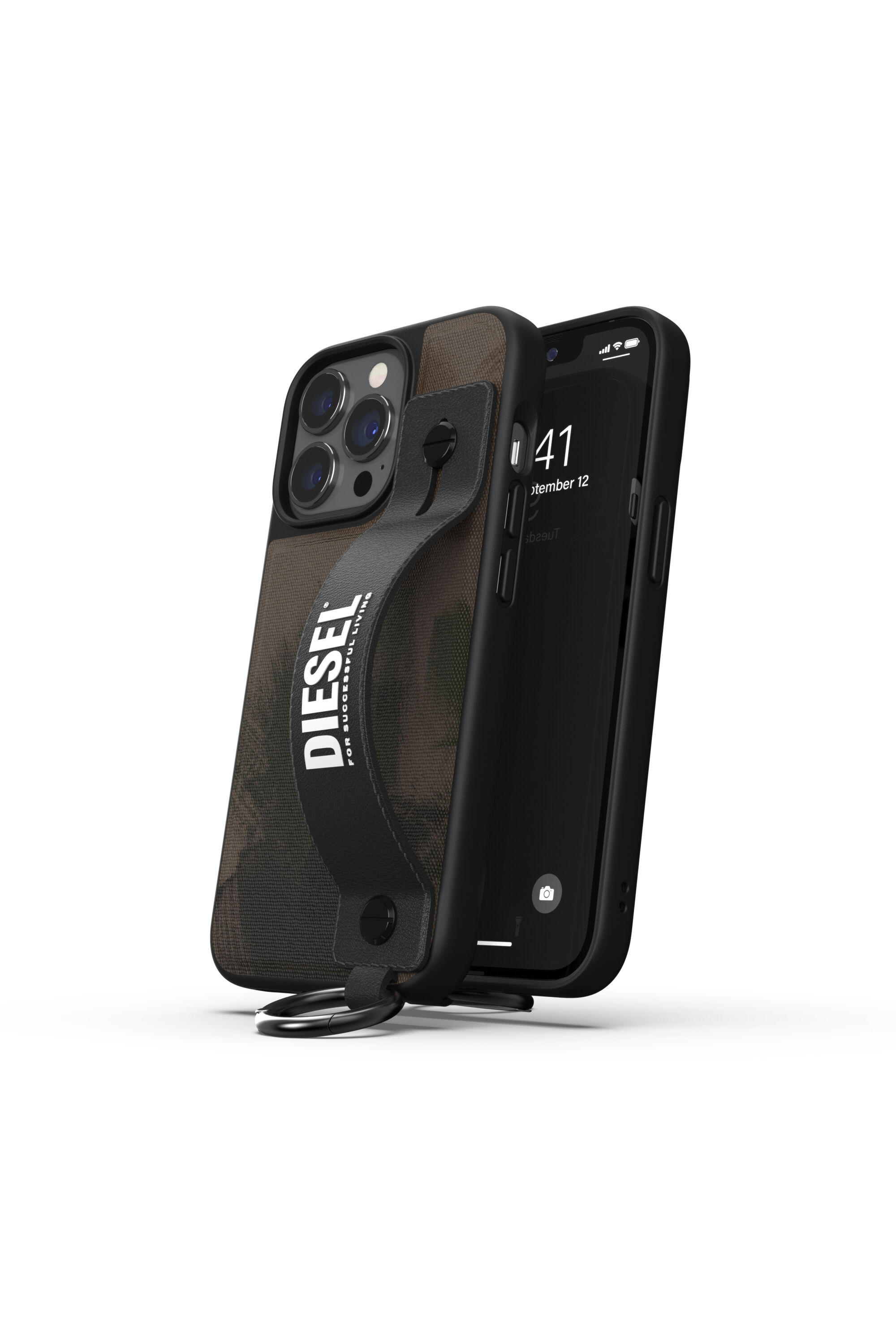 Diesel - 47180 HANDSTRAP CASE, Coque avec bande rétractable pur iPhone 13/13 Pro Mixte in Vert - 3