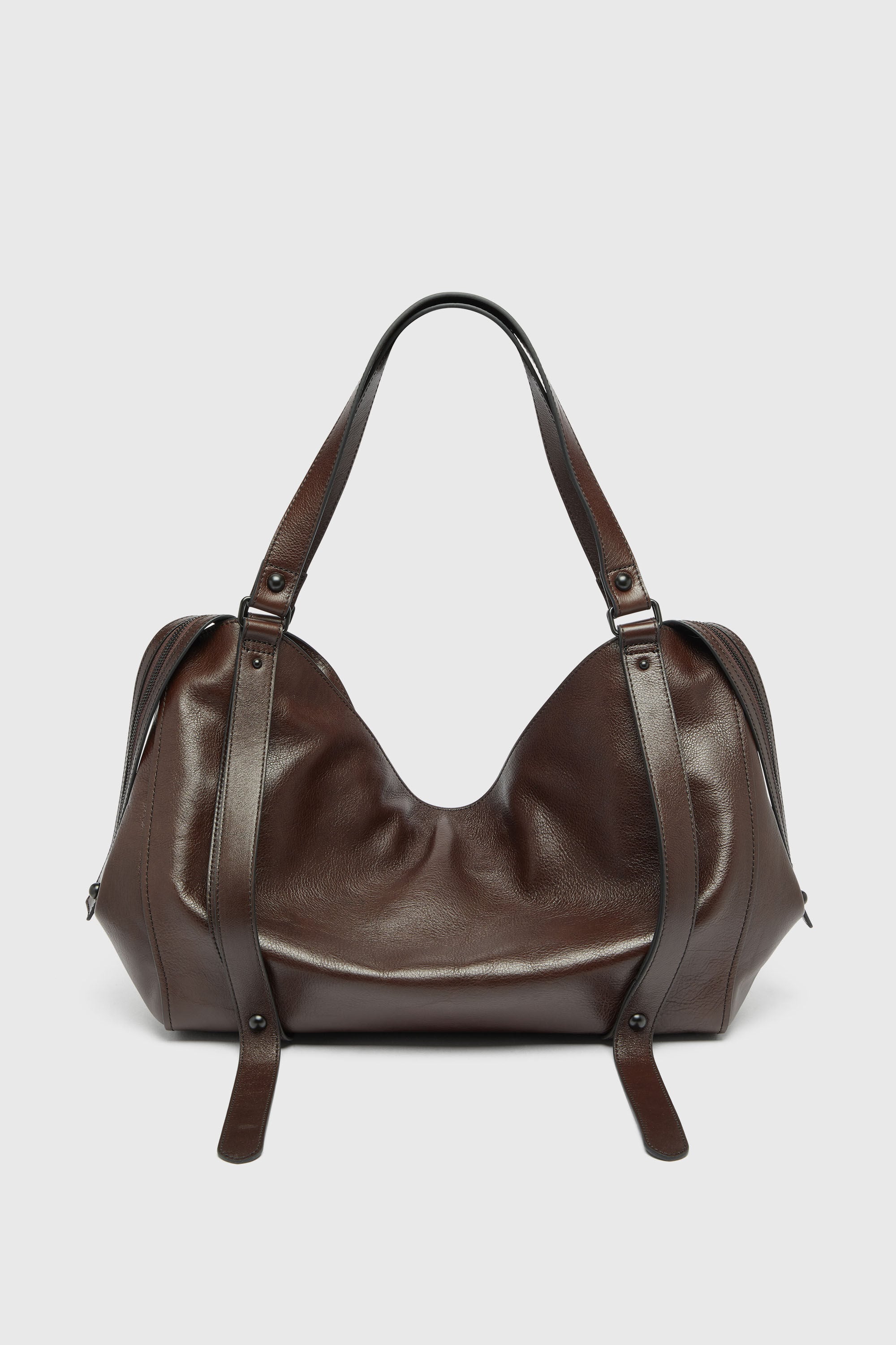 Diesel - D-ONE TOPHANDLE L, Unisex's D-One-Large top-handle bag in leather in Dark Brown - 4