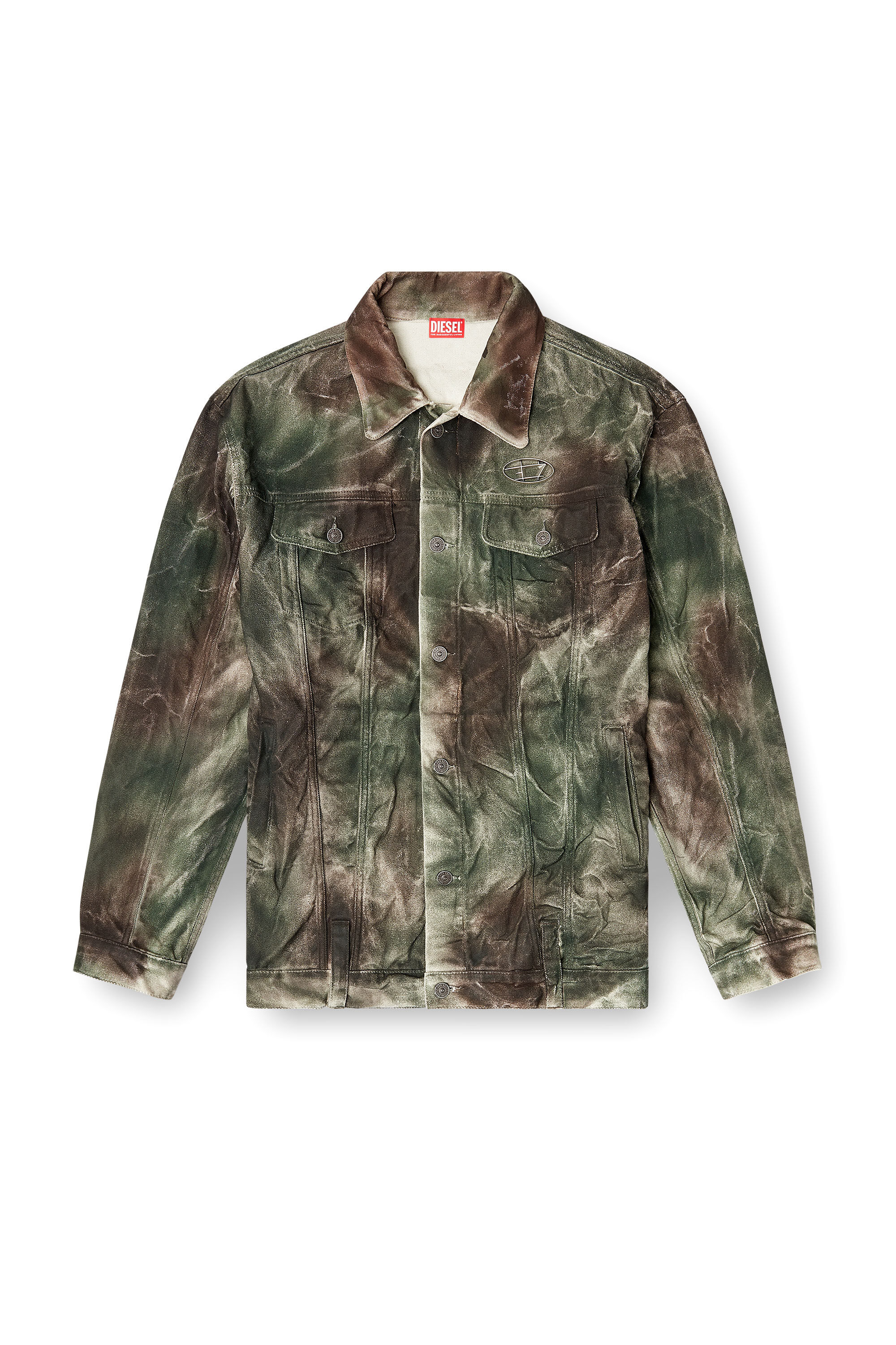 Women's Trucker jacket in crinkled camo canvas | Multicolor | Diesel