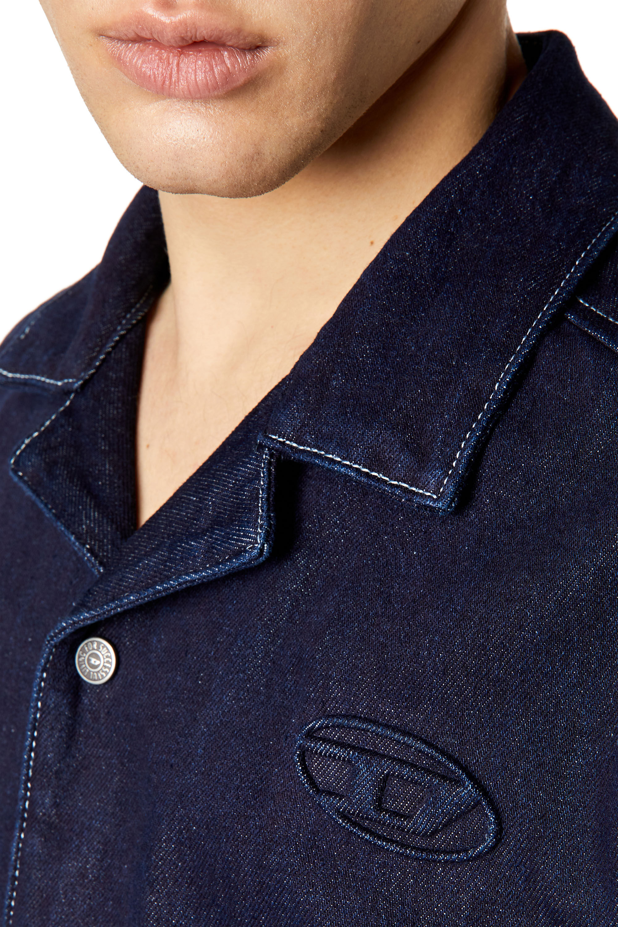 Diesel - D-PAROSHORT, Male's Bowling shirt in denim in Dark Blue - 4