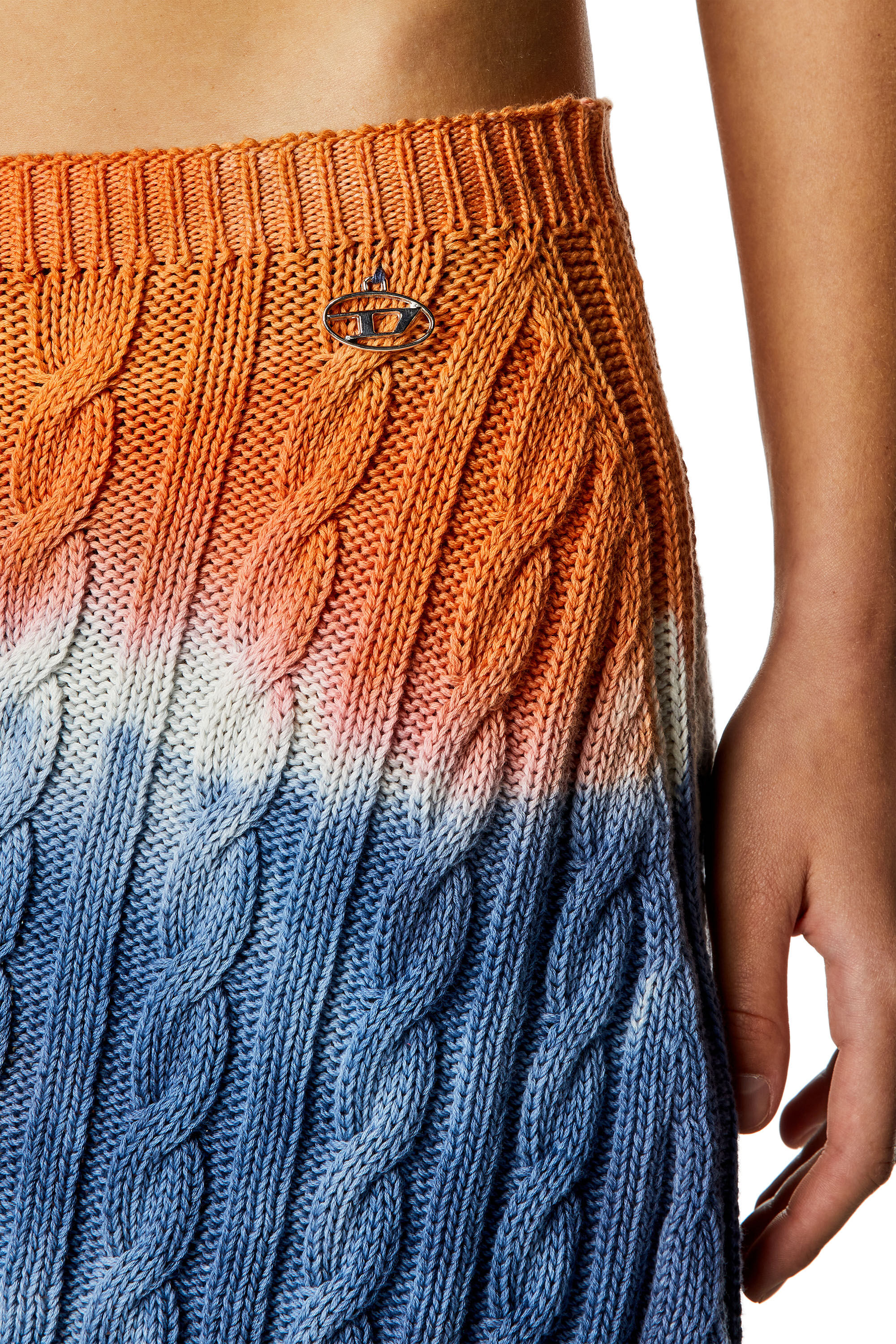 Women's Tie-dye mini skirt in cable-knit cotton | Multicolor | Diesel