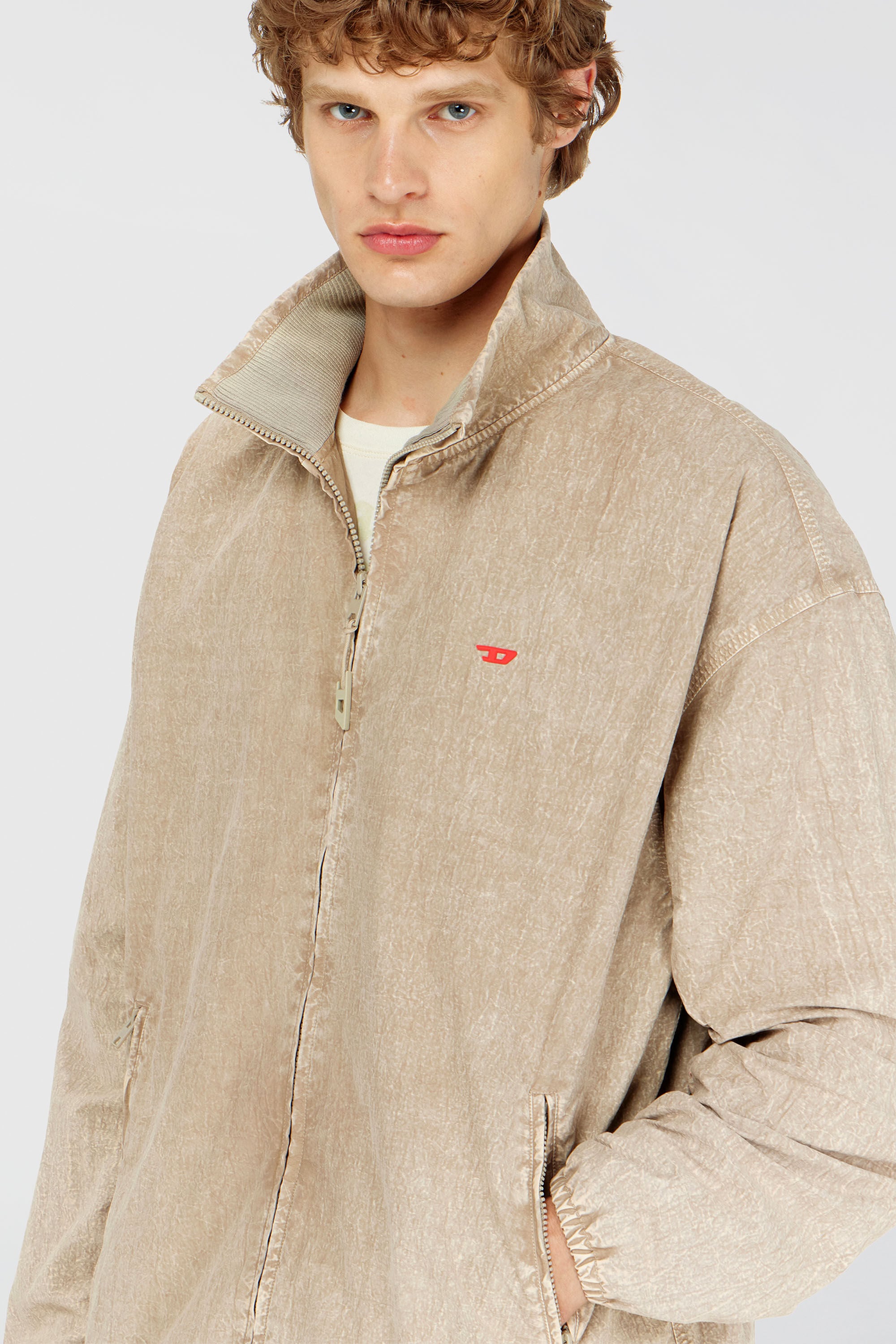 Diesel - J-CORSE-PLBH, Man's Treated taslan jacket with treated finish in Beige - 4