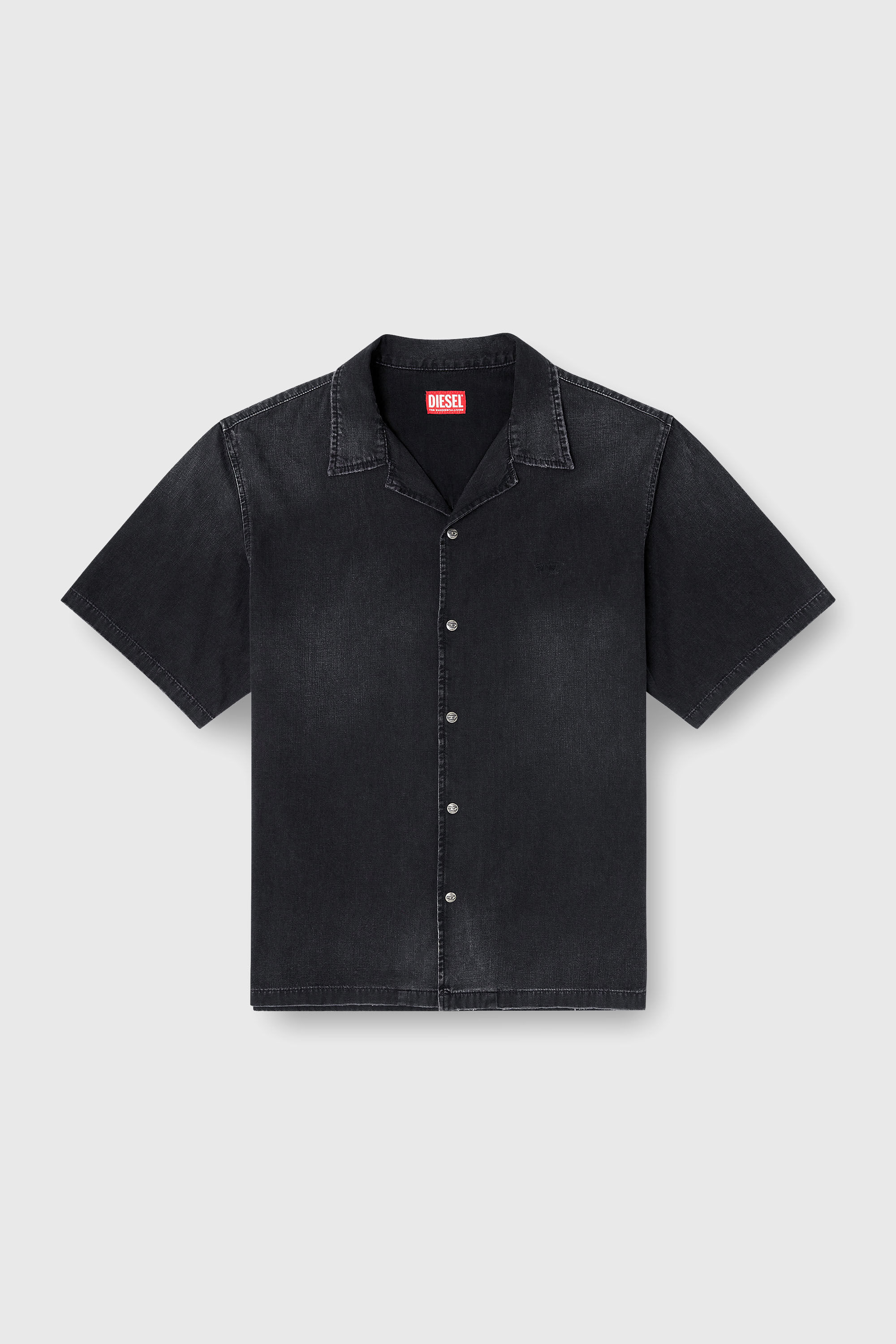 Diesel - D-NABIL-D, Male's Denim short-sleeve shirt in Black - 2