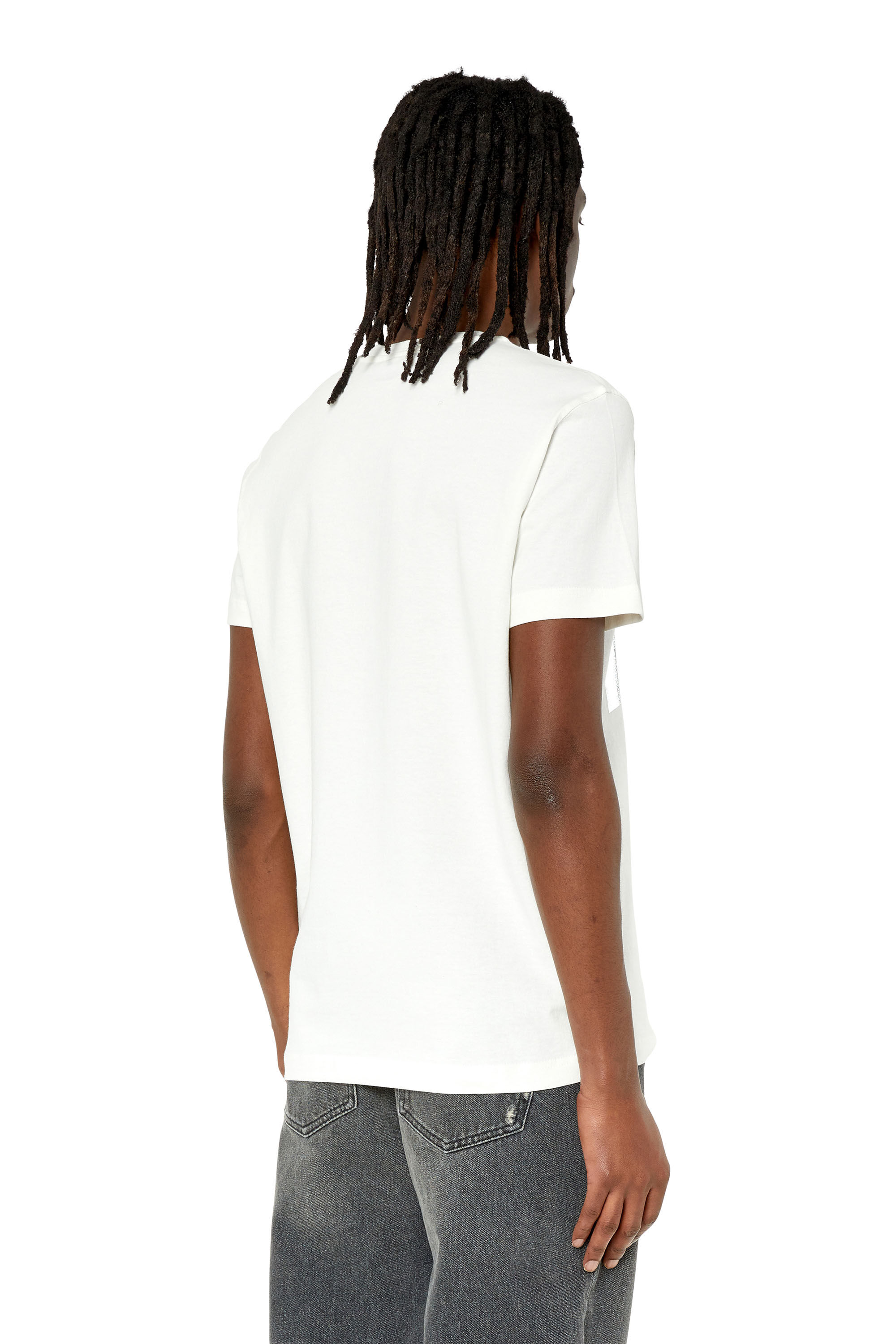 Diesel - T-DIEGOR-G2, Male's T-shirt with metallic blurry-face print in White - 5