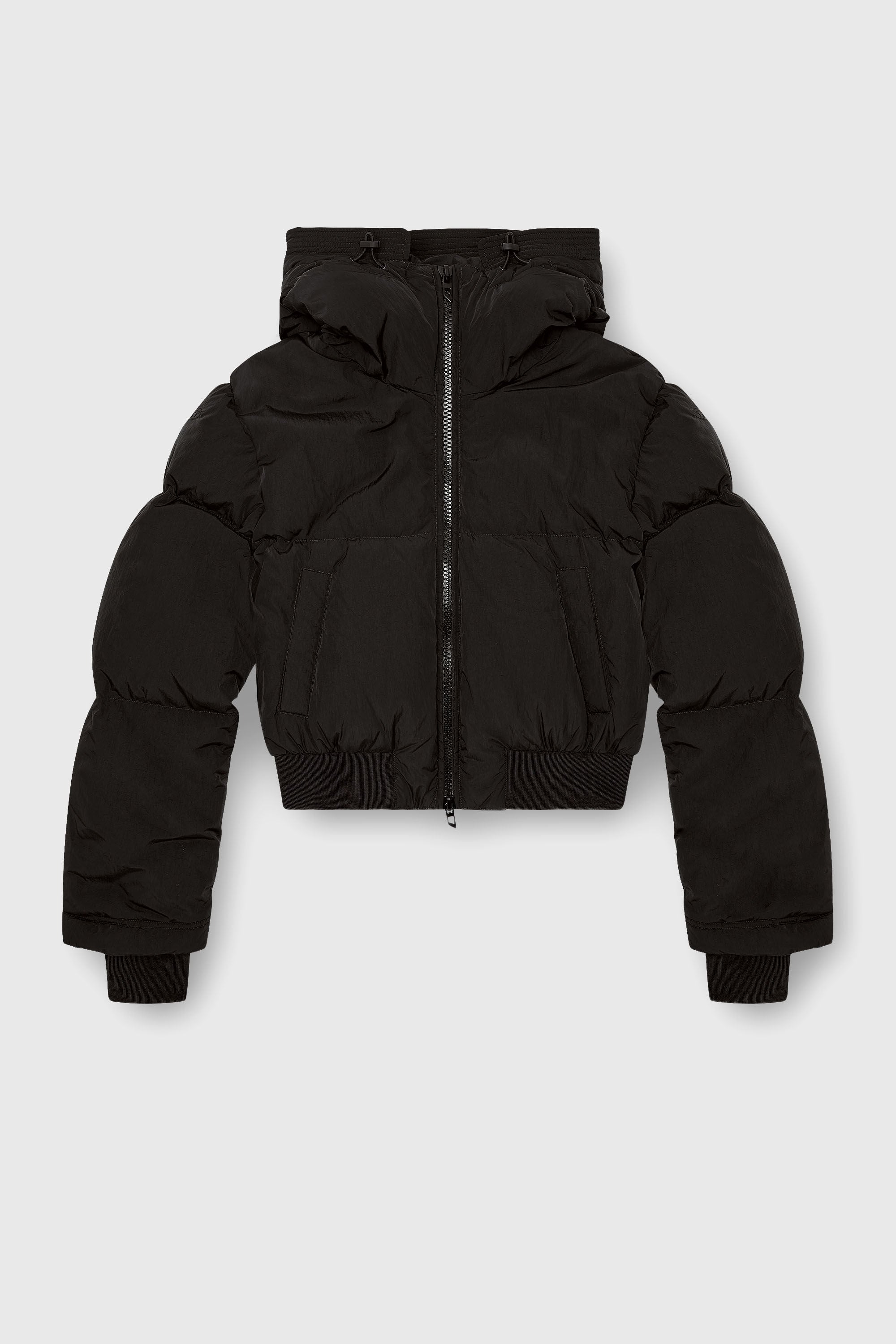 Women's Hooded down jacket in crinkled nylon | Black | Diesel