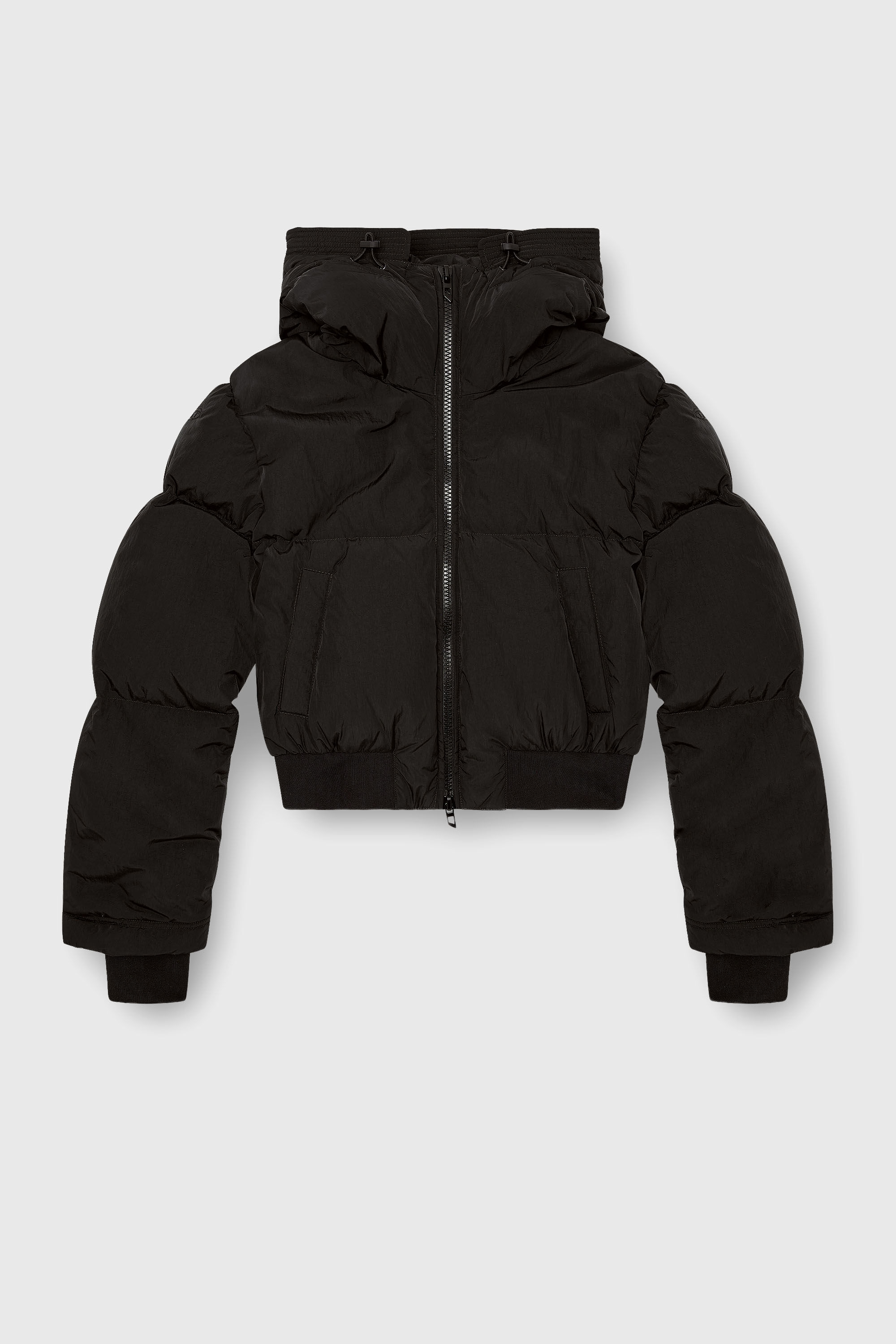 Diesel - W-PEYT-SHORT-NEW-P1, Female's Hooded down jacket in crinkled nylon in Black - 2
