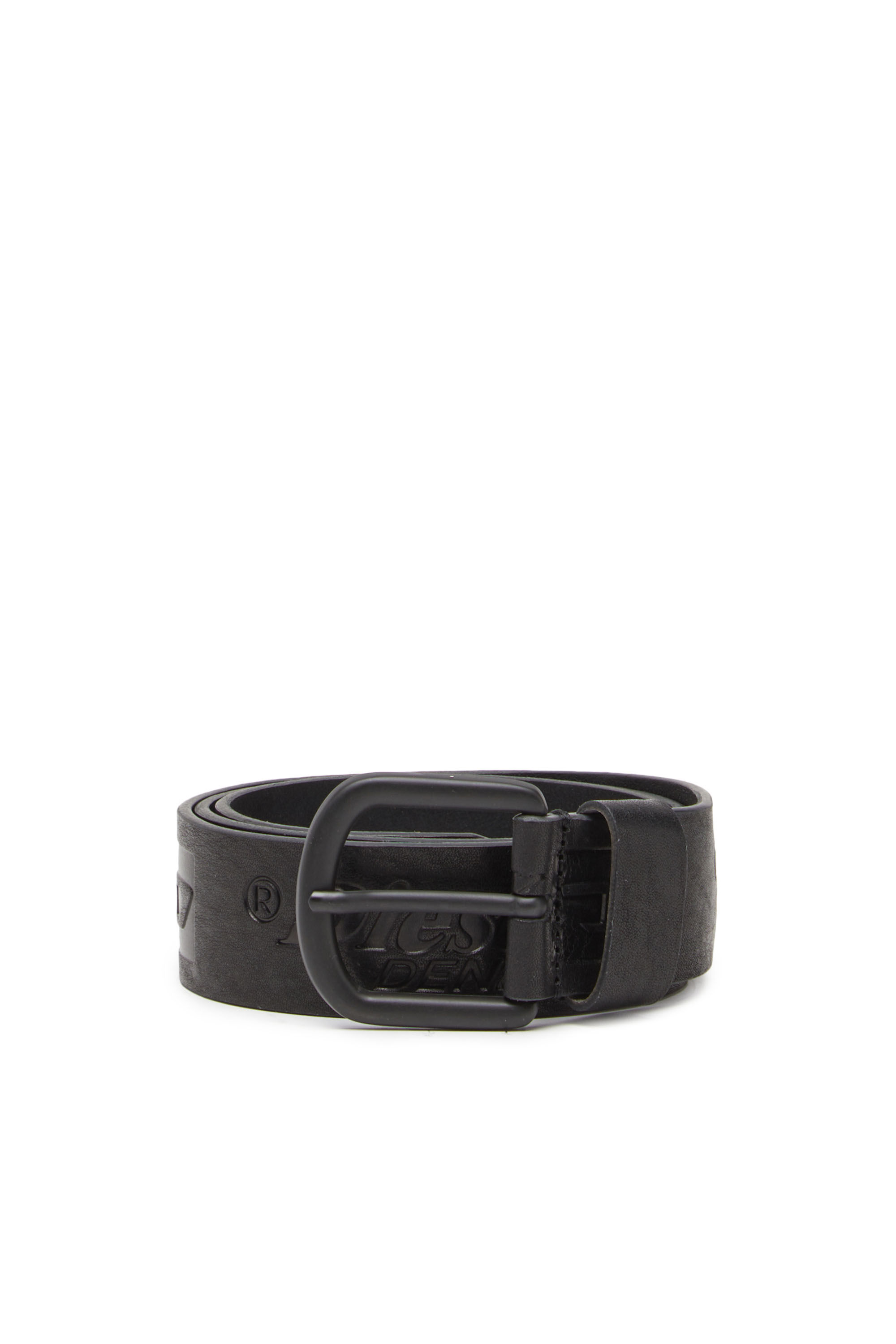 Diesel - B-ARCHIVE, Male's Leather belt with debossed logos in Black - 1