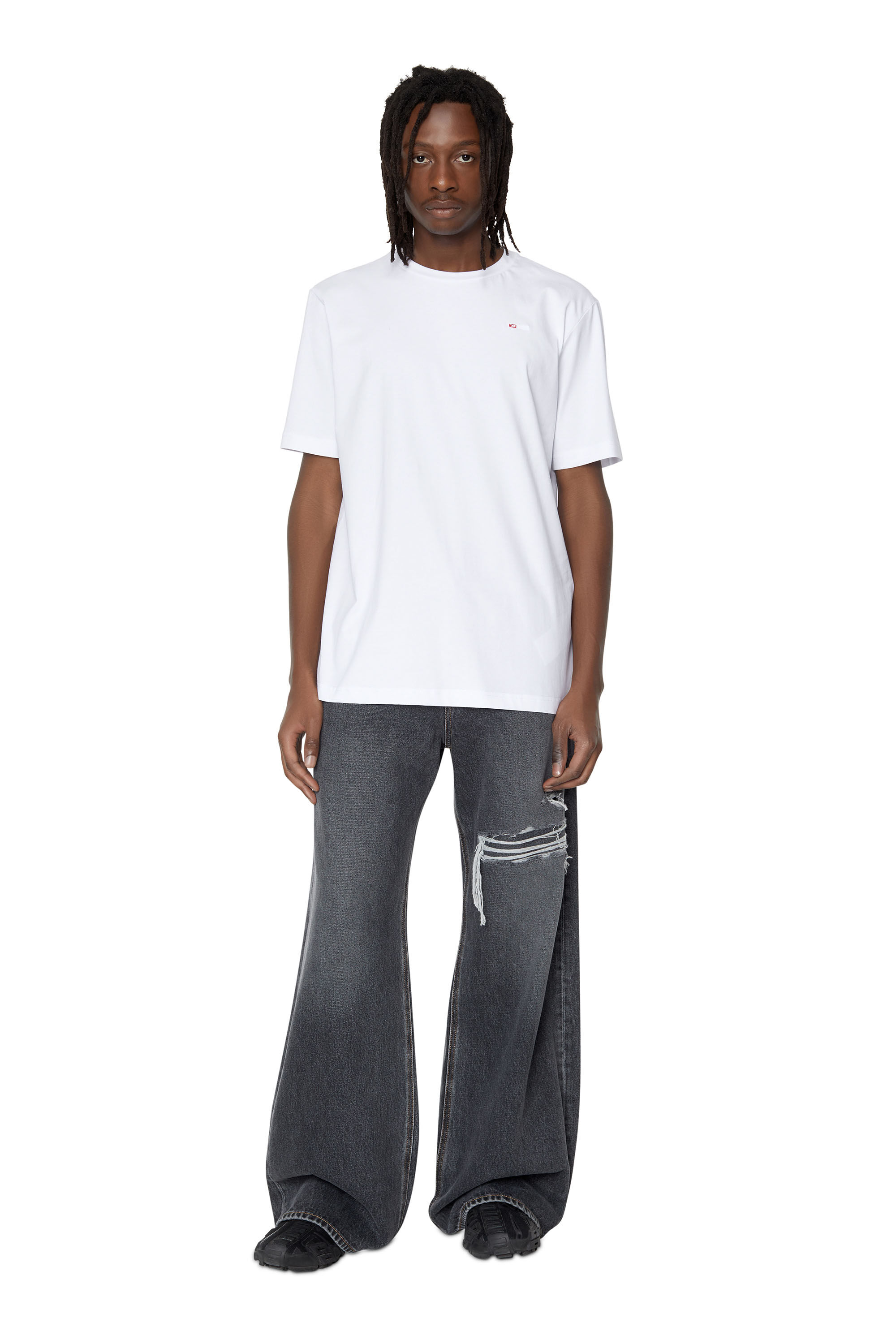 Diesel - T-JUST-MICRODIV, Male's T-shirt with micro-embroidered logo in White - 1