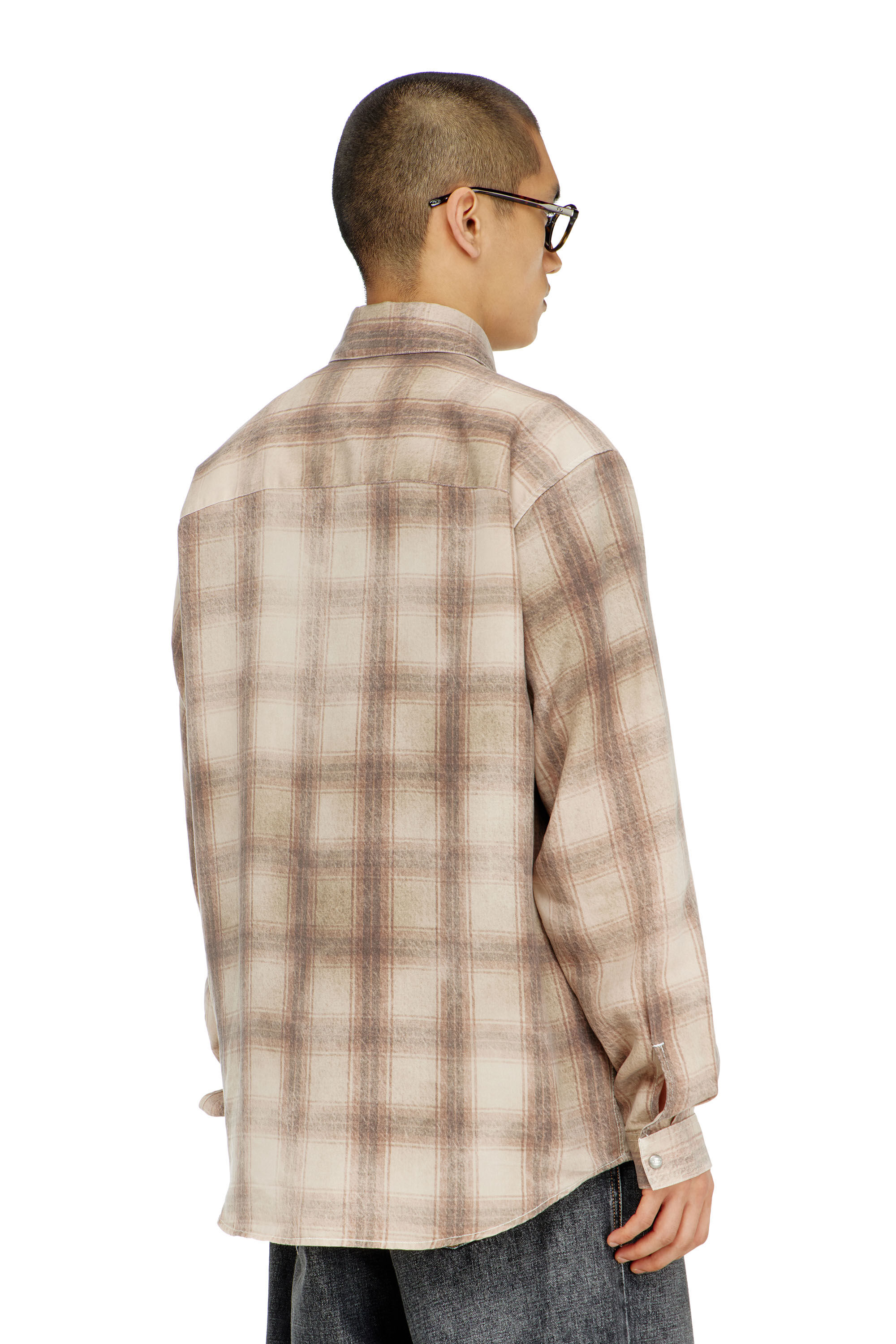 Men's Check shirt in fluid fabric | Brown | Diesel HK
