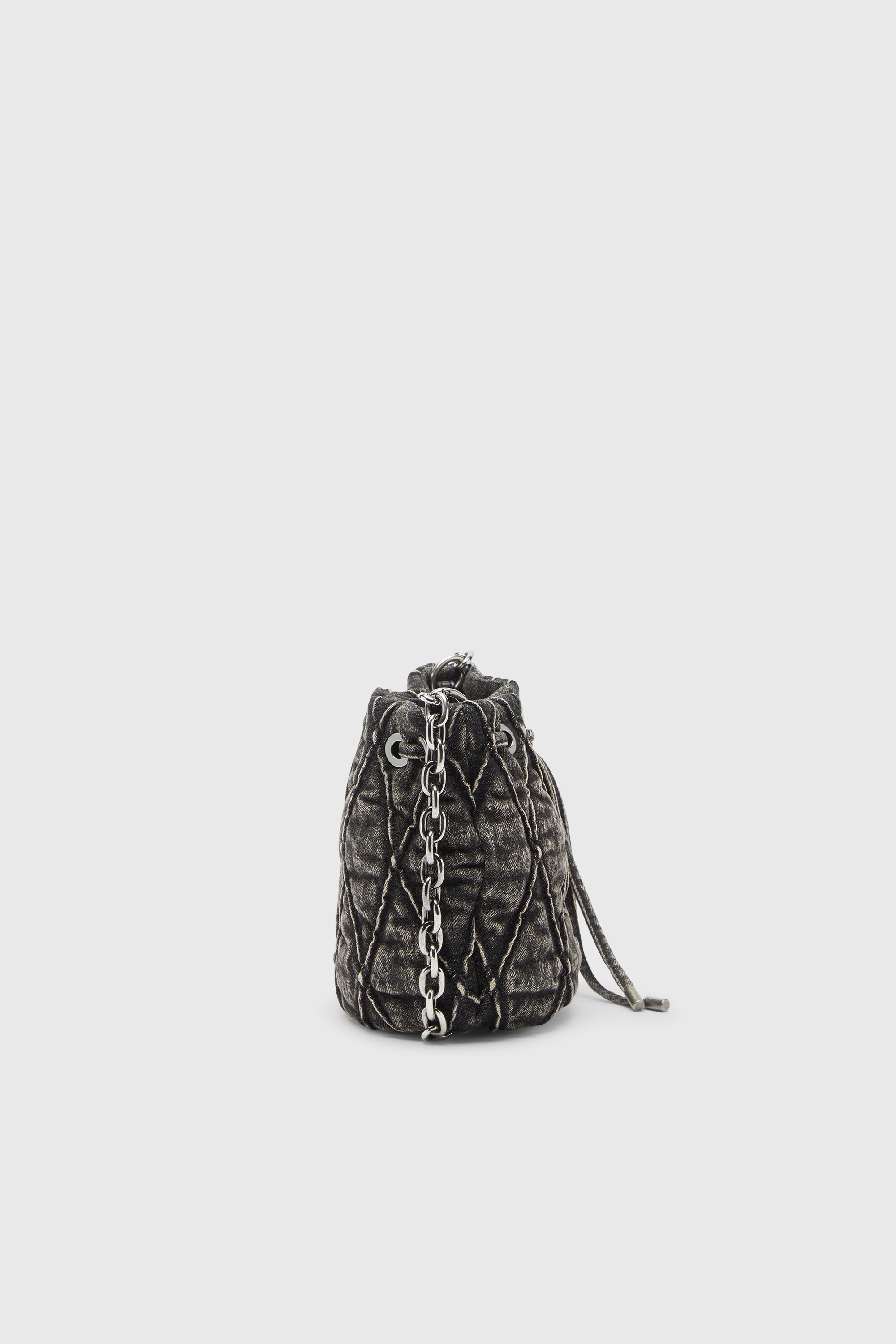 Women's Charm-D - Bucket bag in acid-wash quilted denim | Grey