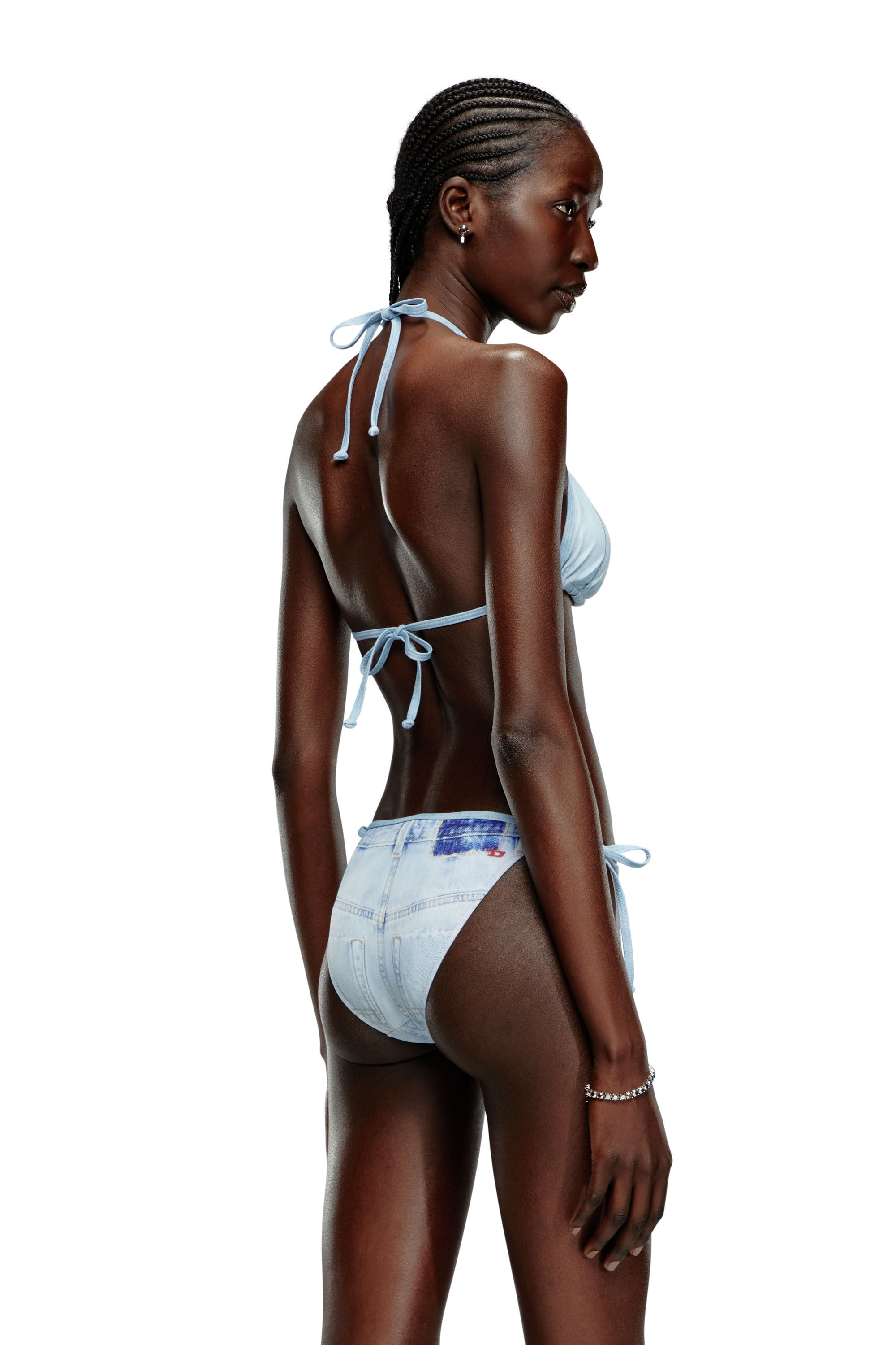 Diesel - BFPN-BRIGITTES, Culotte de bikini avec effet denim trompe l'œil Femme in Bleu - 2