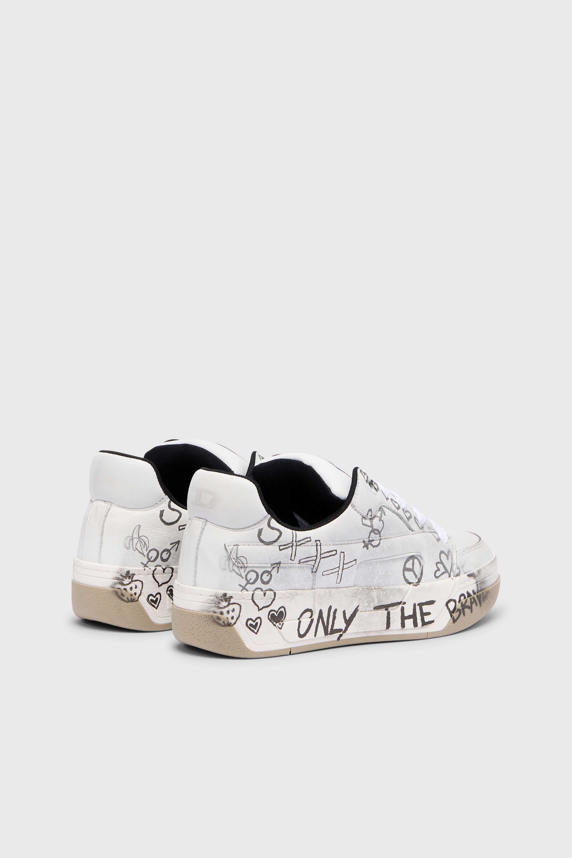 Diesel - S-D-OLLIE LOW, D-Ollie-Zapatillas de cuero con estampado de graffiti Hombre in Blanco - 3