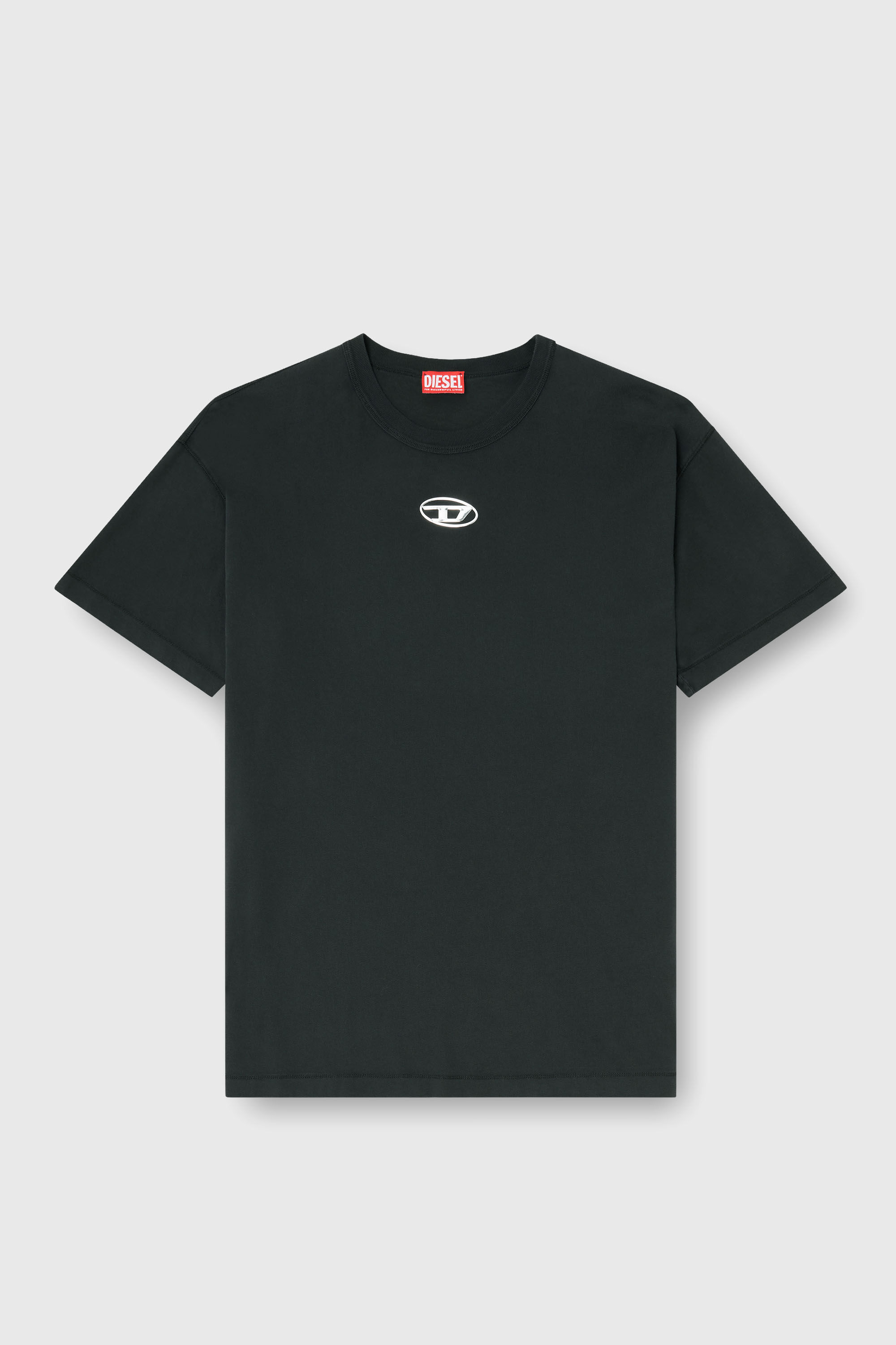 Men's Light cotton T-shirt with metallic Oval D logo | Black