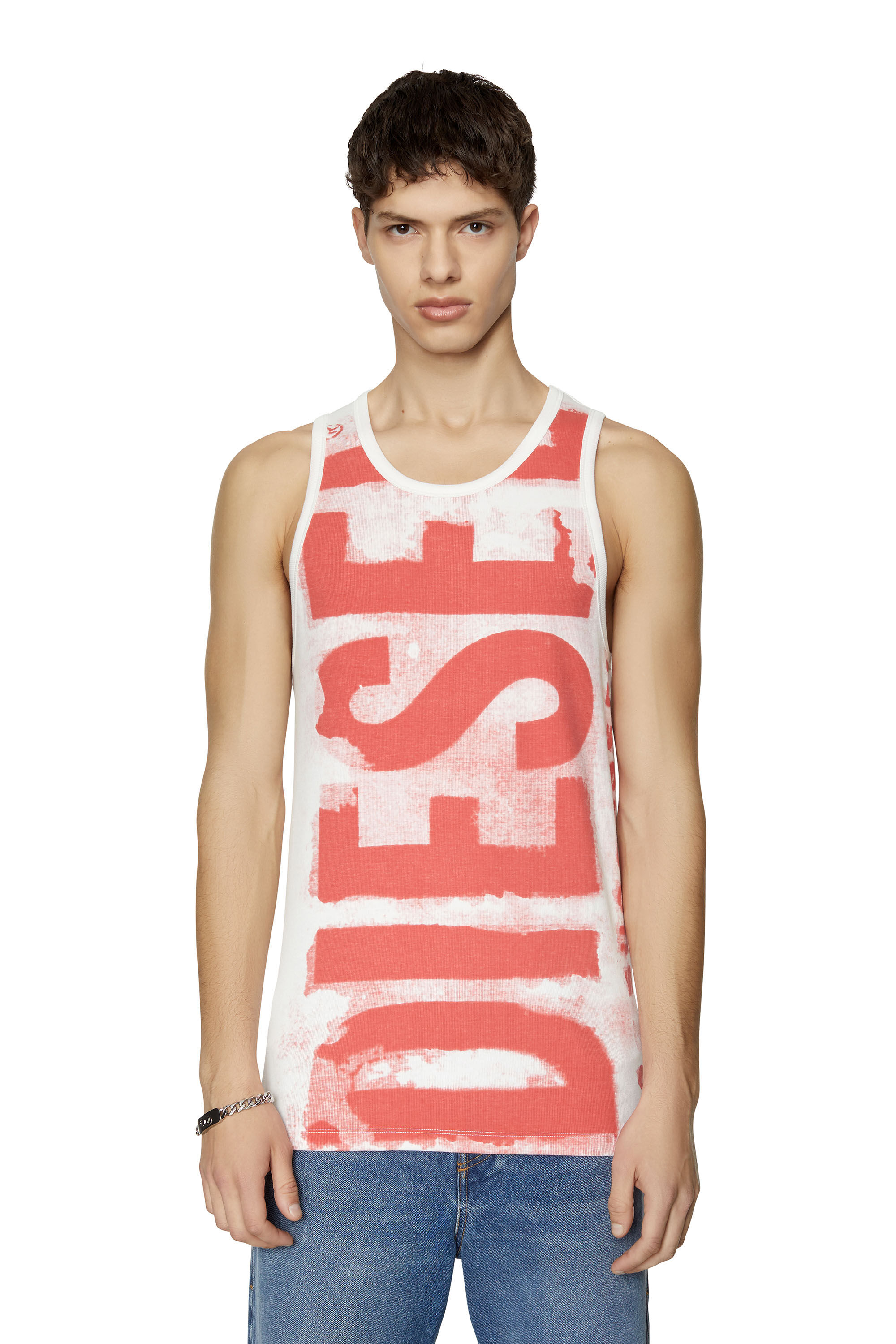 Diesel - T-LIFT-E1, Male's Tank top with smudged logo print in White - 3