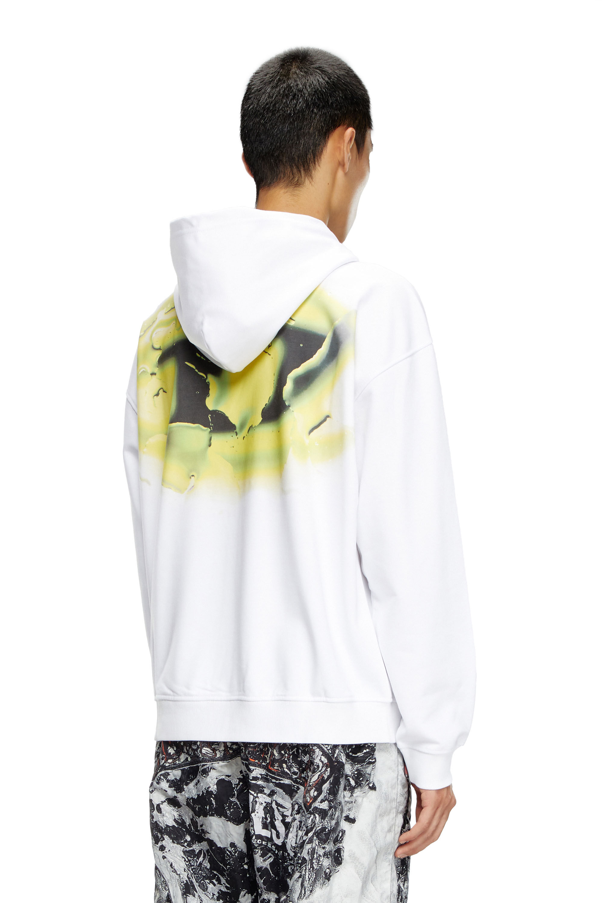 Diesel - S-BOXT-HOOD-K3, Sweat-shirt à capuche avec logo imprimé effet eau Homme in Blanc - 4