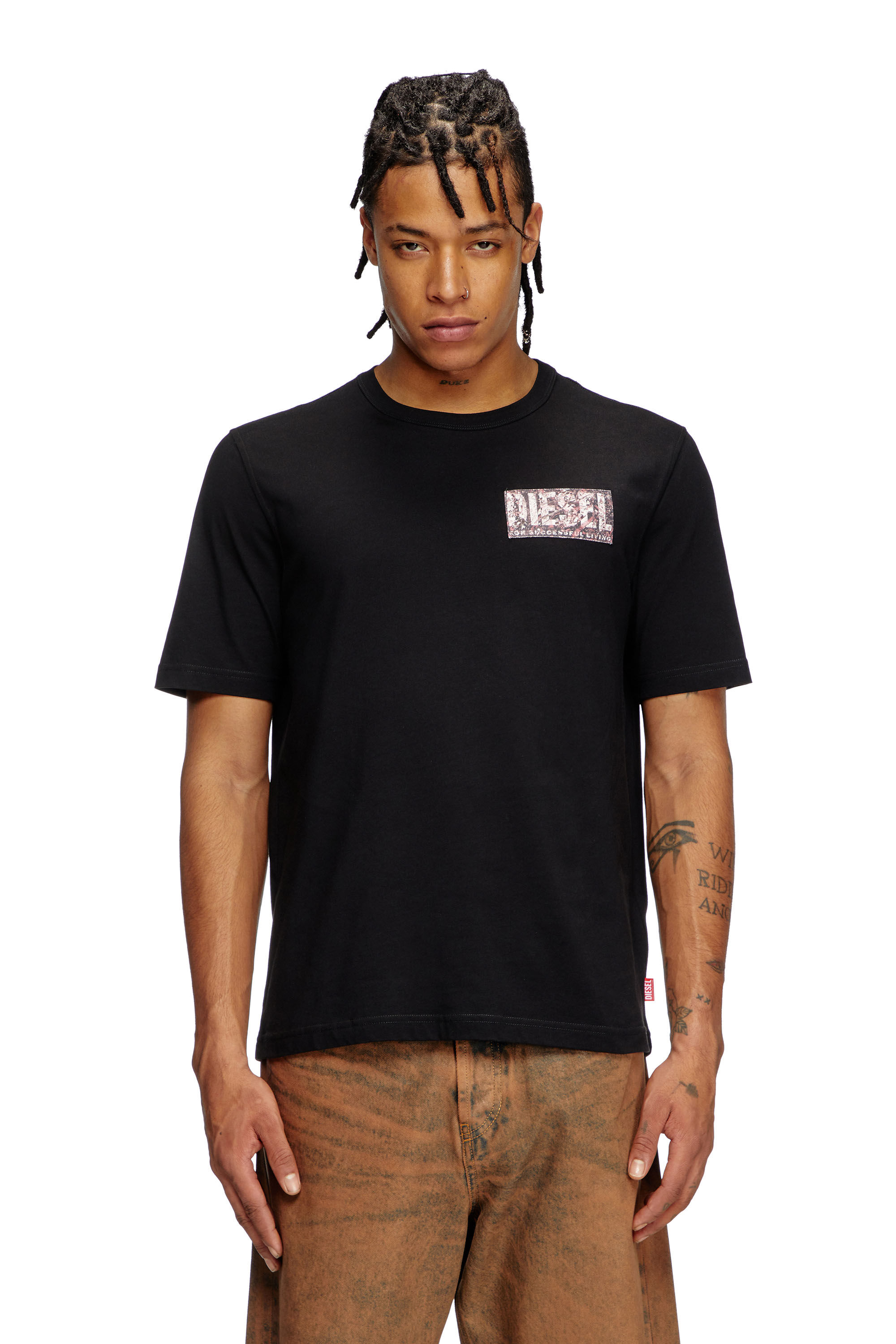 DIESEL tシャツ Men's T-shirt with appliqué logo and raw edge | Grey | Diesel