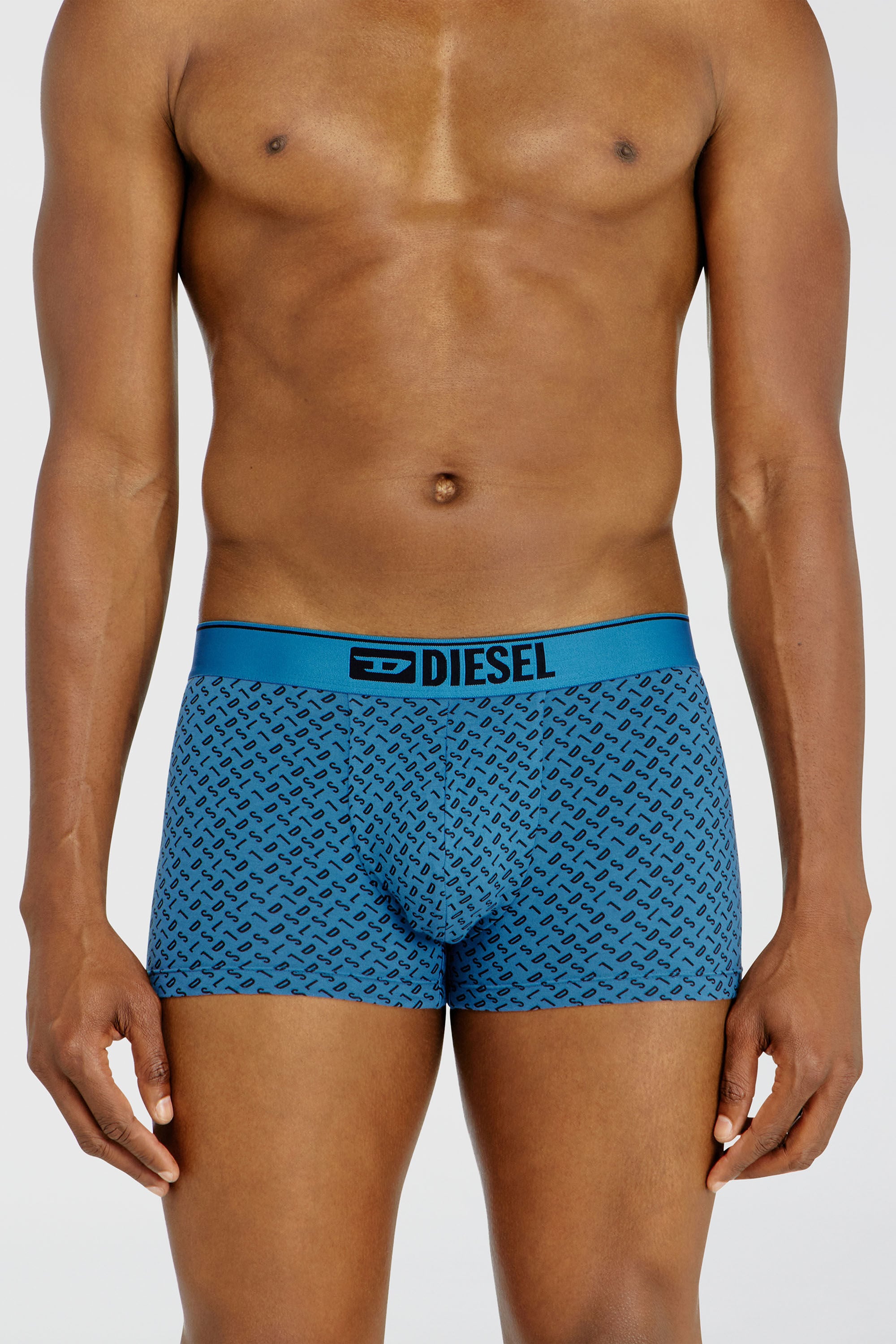 Diesel - DAMIEN-D-BOX-3PACK, Paquete de tres trunks de algod&oacute;n stretch con monogram Hombre in Azul marino - 1