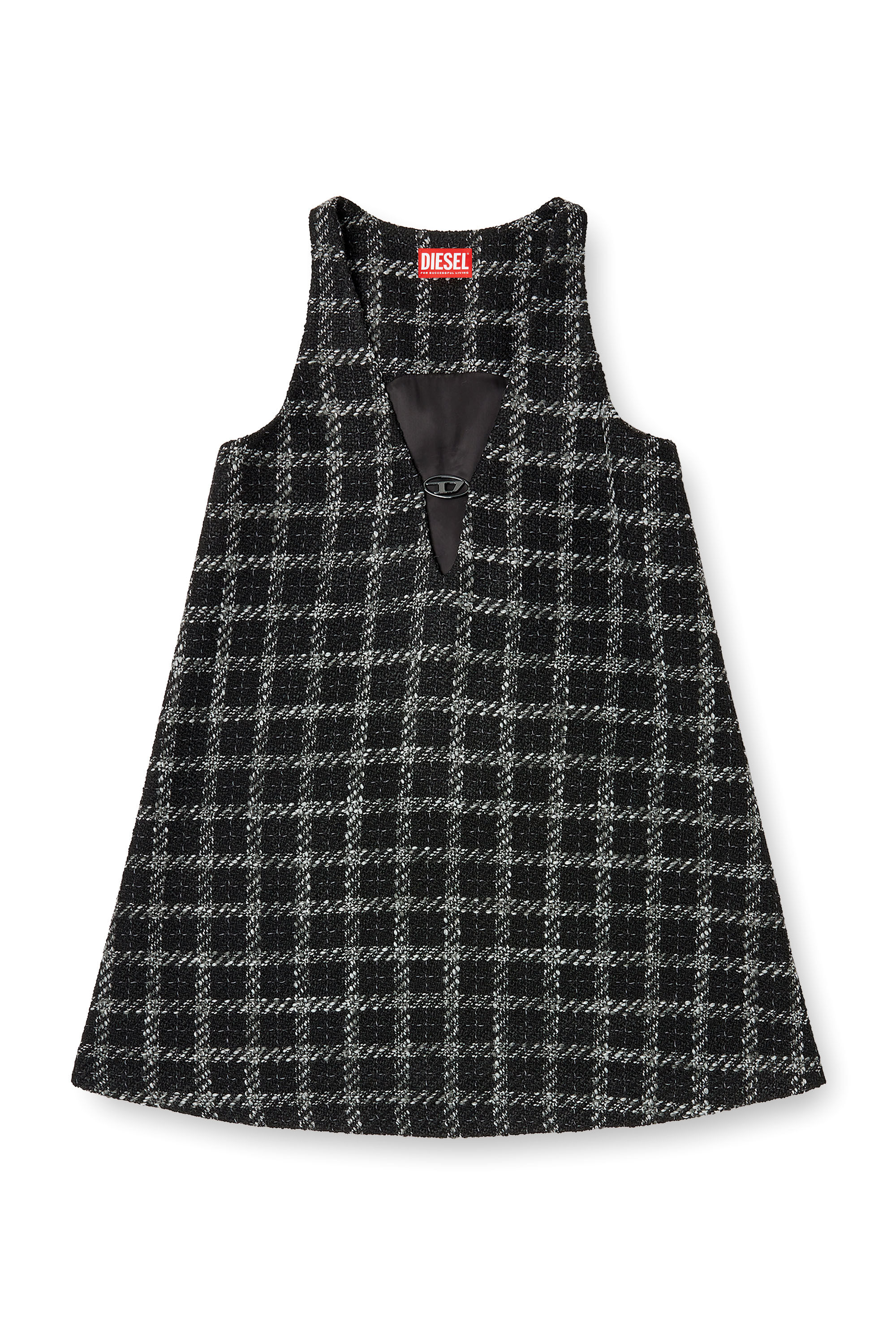 Diesel - D-GIADA, Woman's Boucl&eacute; dress with checked pattern in Black/White - 2