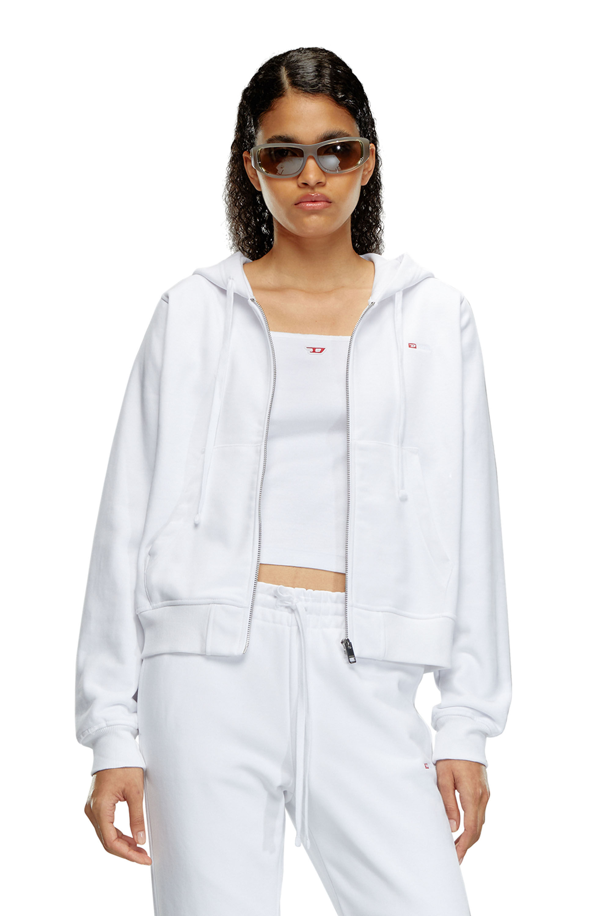 Diesel - F-REGGY-HOOD-ZIP-MICRODIV, Woman's Hoodie with embroidered micro logo in White - 3