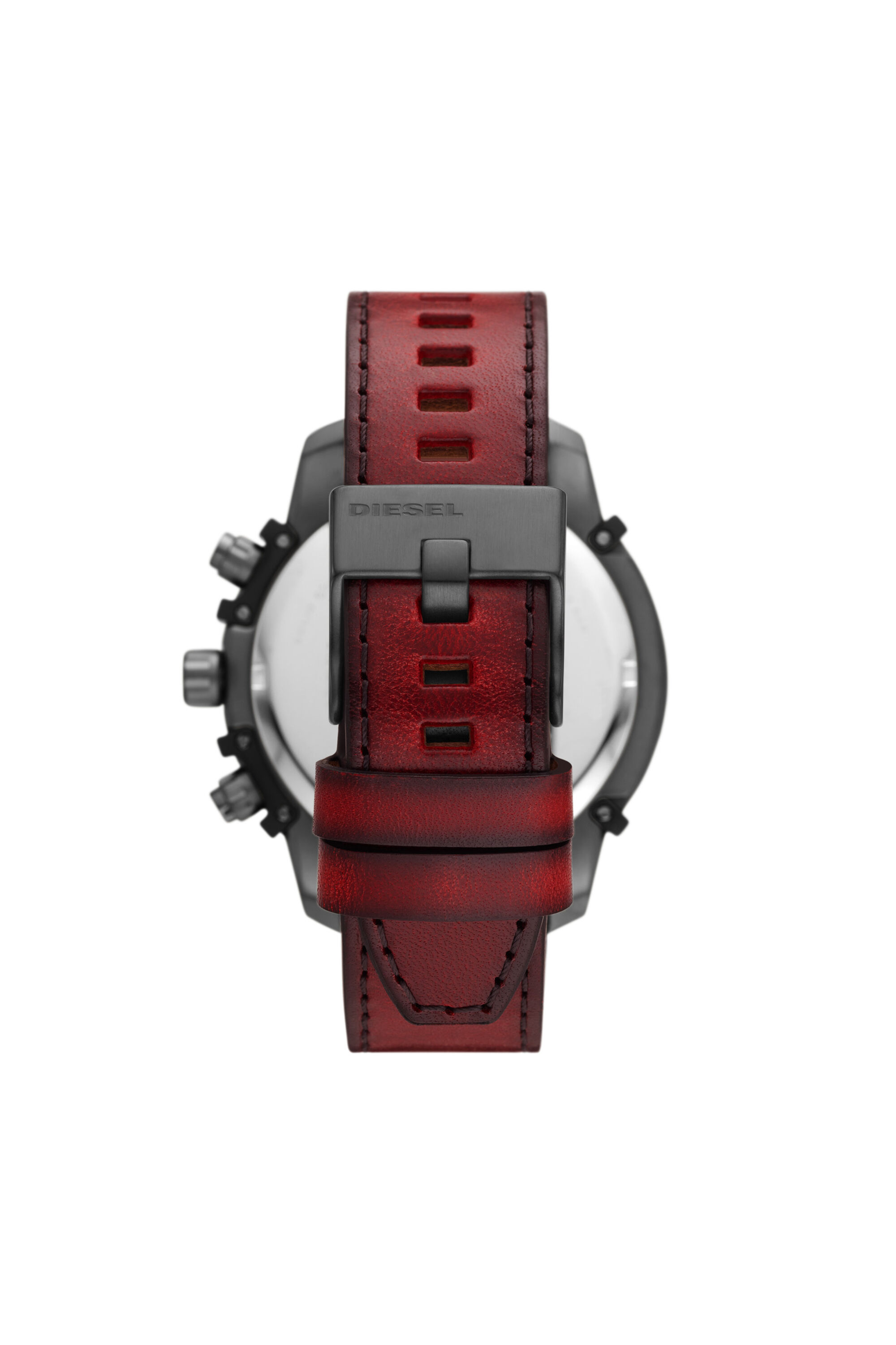Diesel - DZ4594, Man's Griffed chronograph red Leather watch in Red - 2