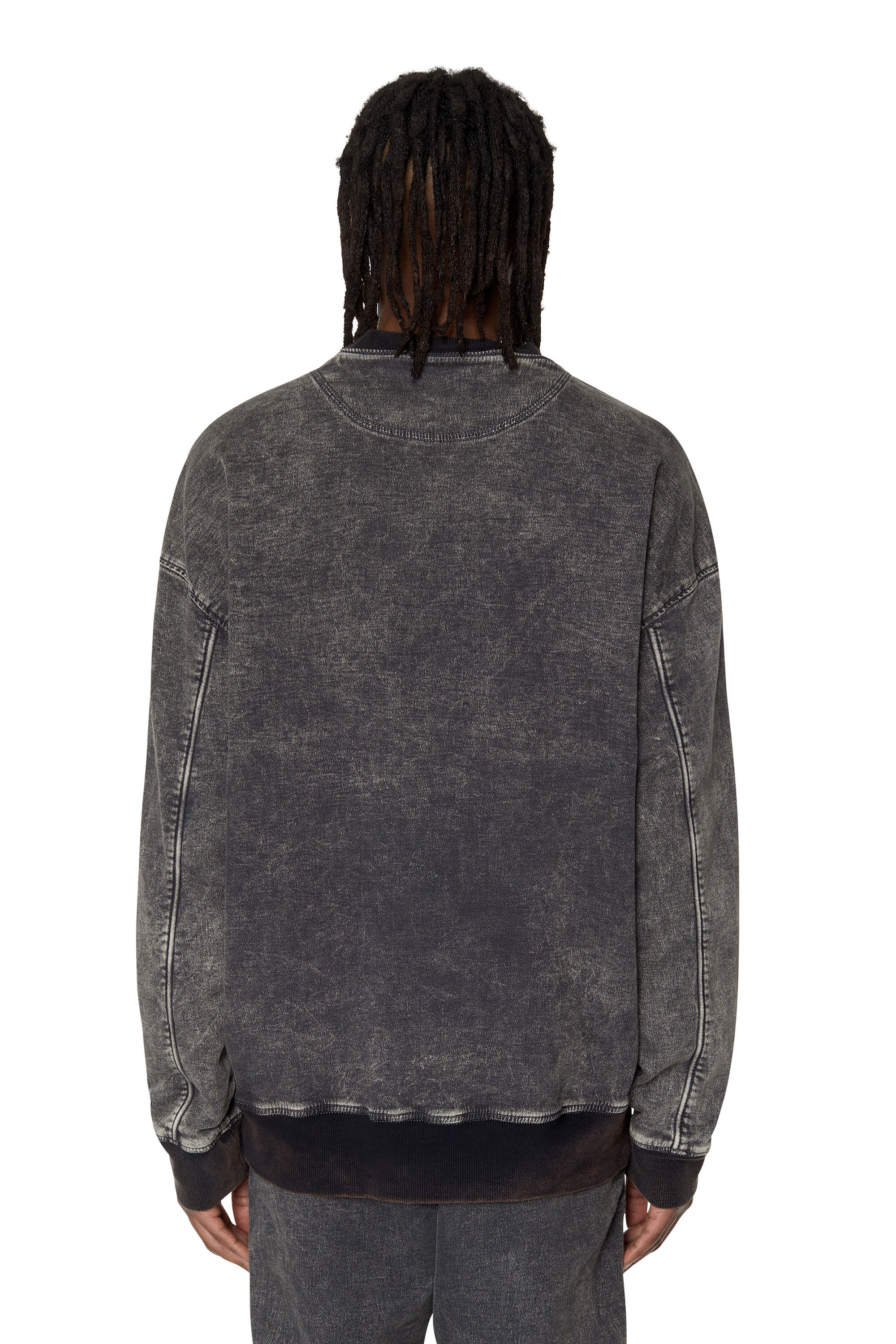 DIESEL D-KRIB-NE トラックデニムスウェット D-KRIB-NE Man: Responsible sweatshirt in Denim | Diesel Library