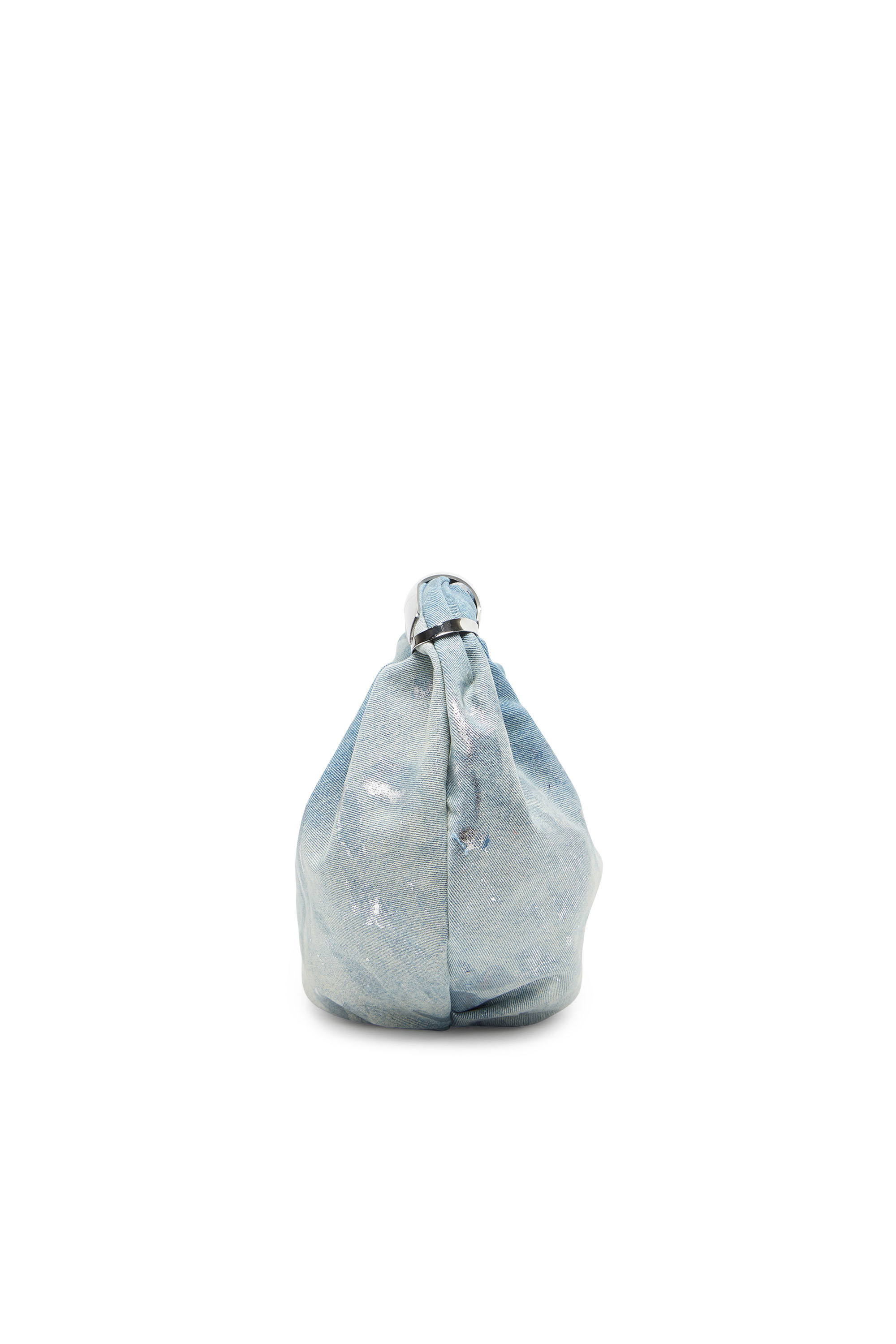 Diesel - GRAB-D HOBO S, Female's Grab-D S-Washed denim hobo bag with rolled Oval D in Light Blue - 4