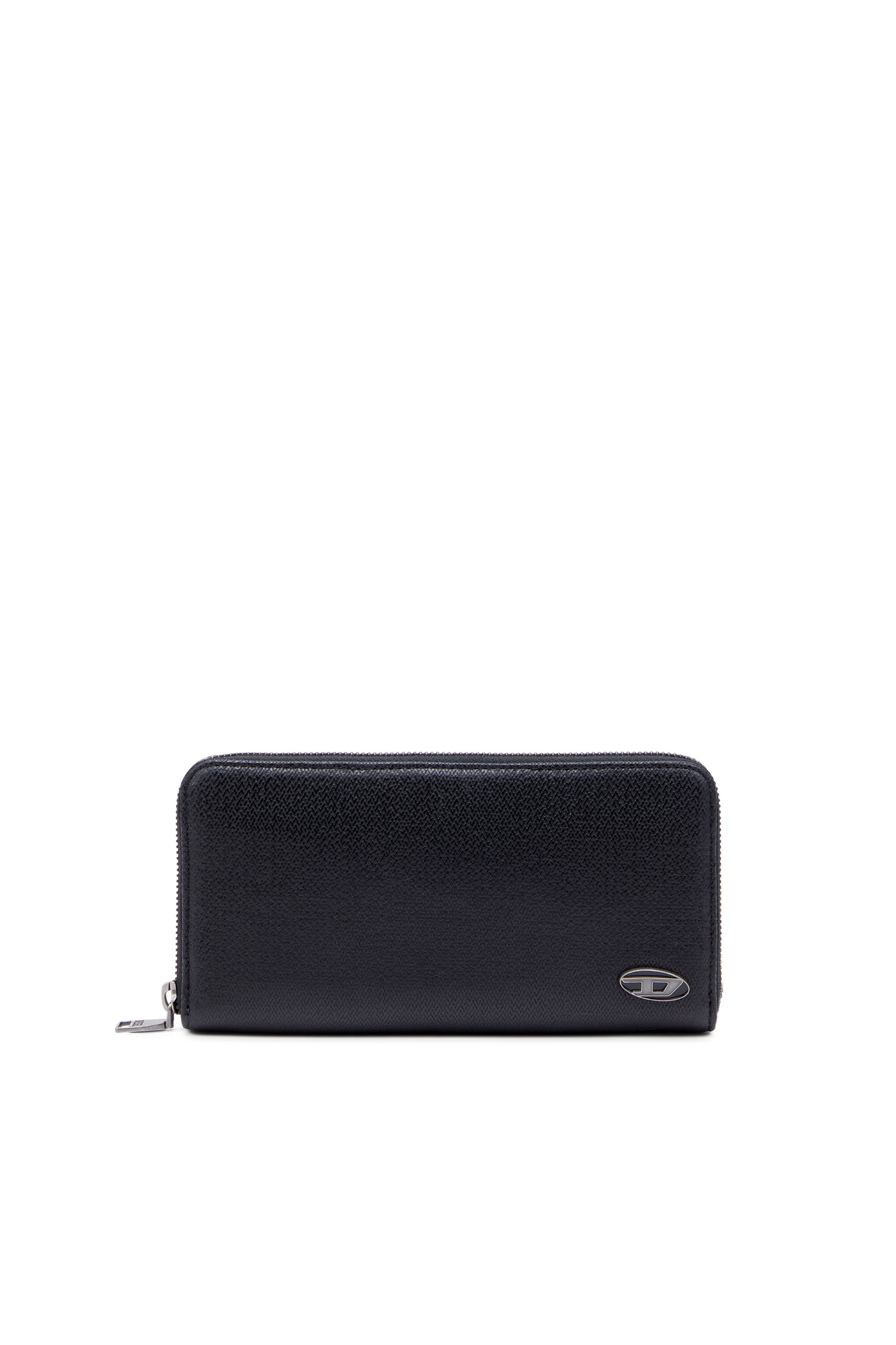 Diesel - CONTINENTAL ZIP L, Male's Long zip wallet in textured leather in Black - 1
