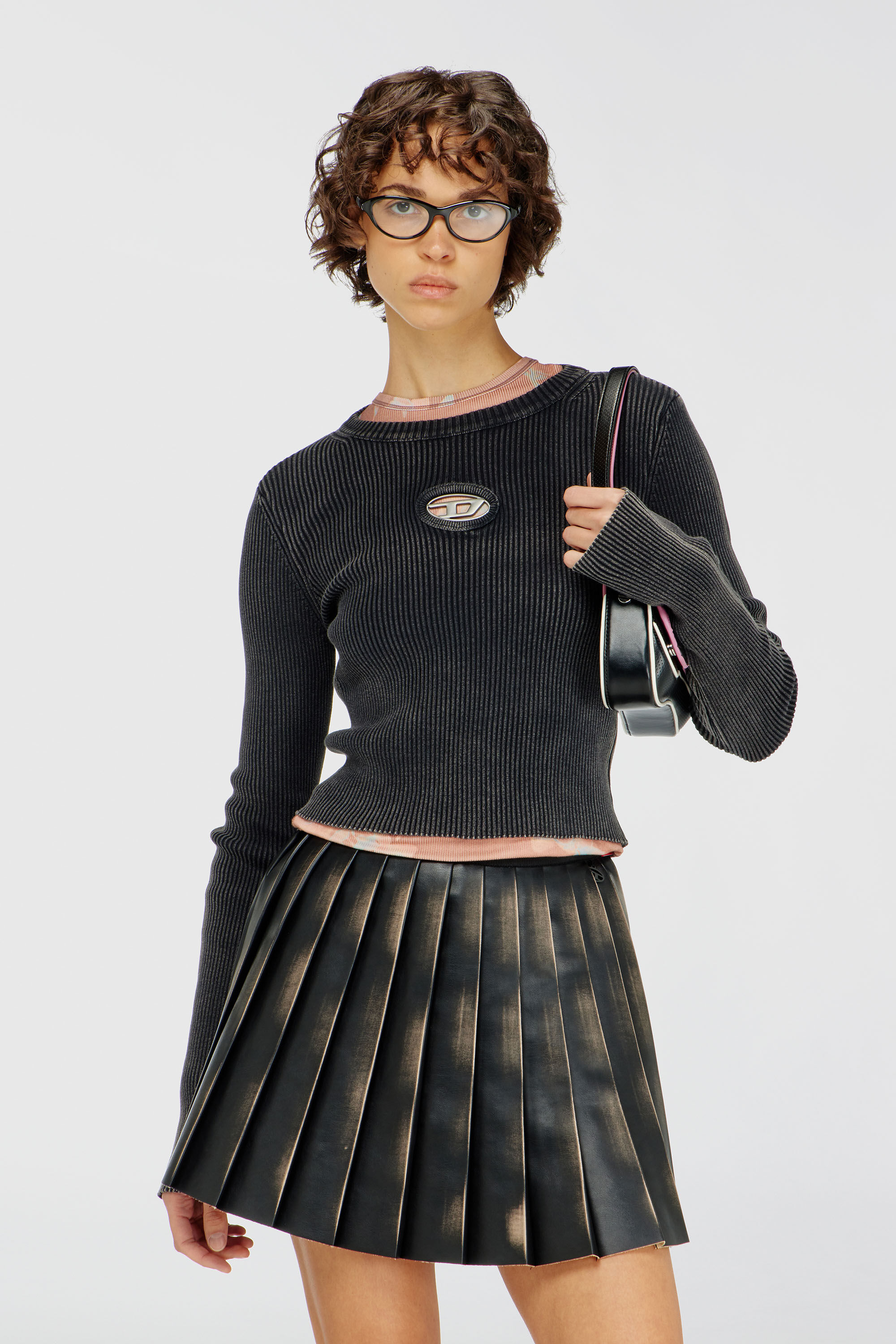 Women's Cropped jumper with cut-out logo | Black | Diesel {{Country}}