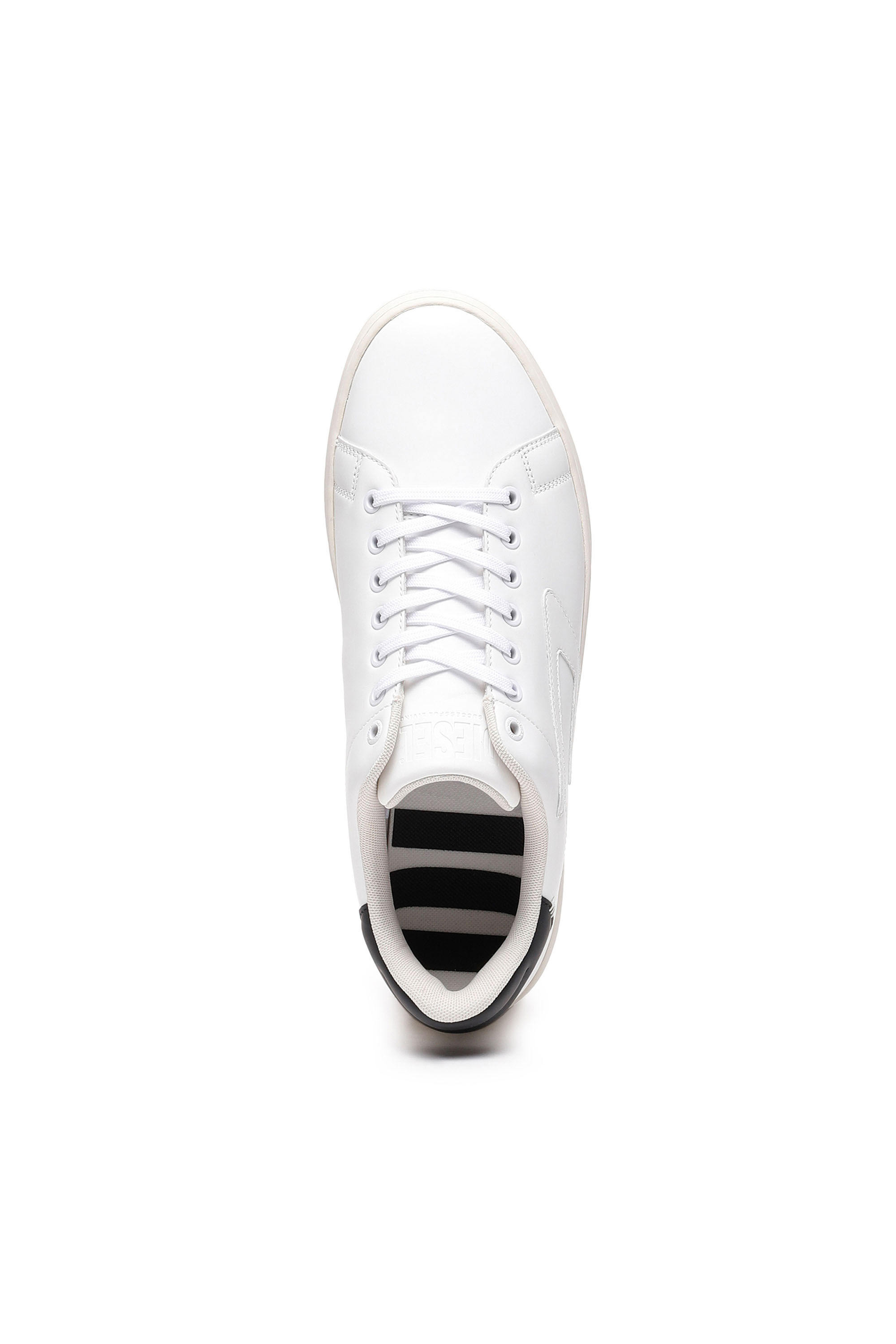 Diesel - S-ATHENE LOW, Male's S-Athene Low-Low-top leather sneakers with D patch in White/Black - 5