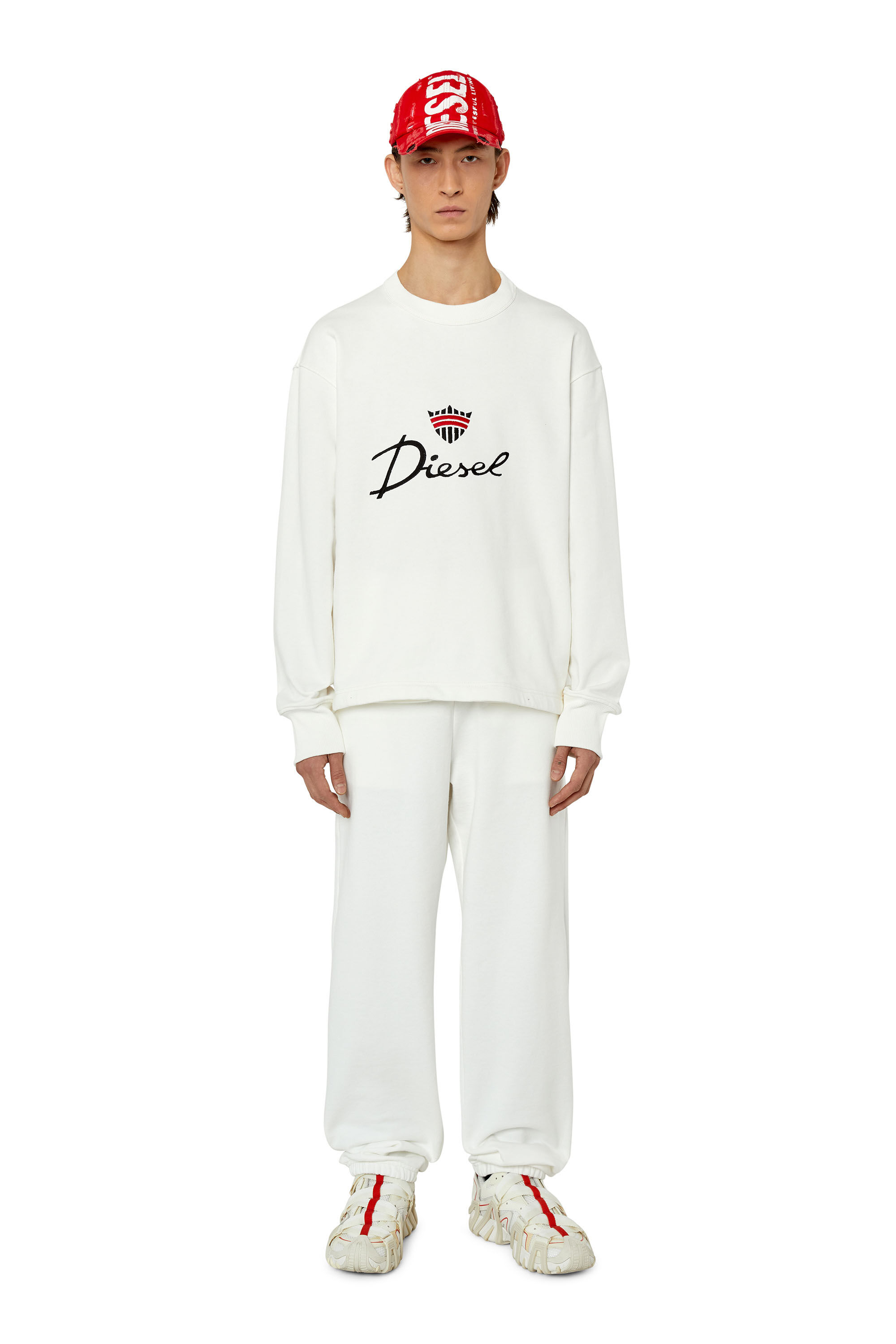 Diesel - S-MACSLESS, Male's Sweatshirt with embroidered crown logo in White - 1