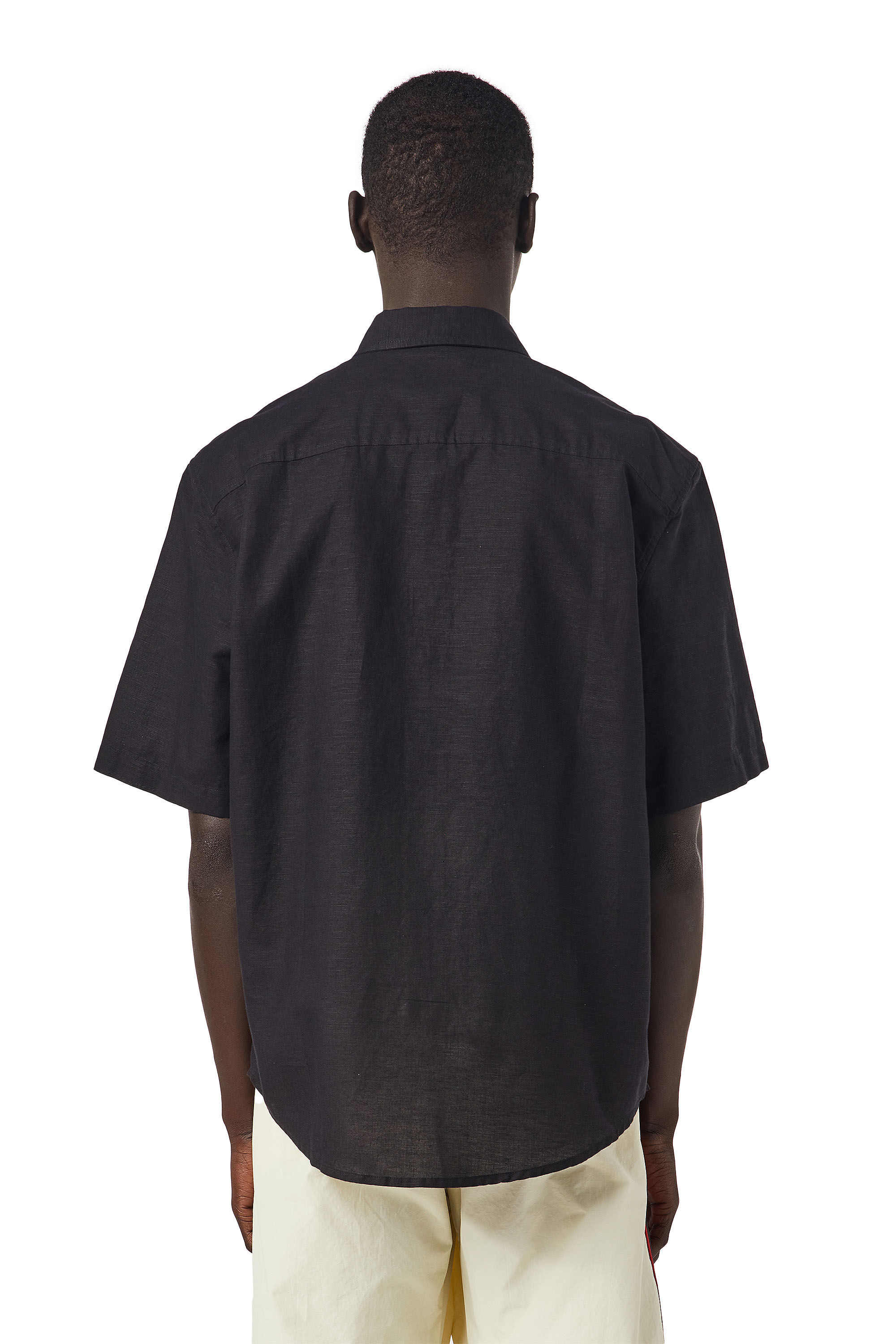 Diesel - S-UMBE-SSL, Male's Short-sleeve shirt in cotton and hemp in Black - 5