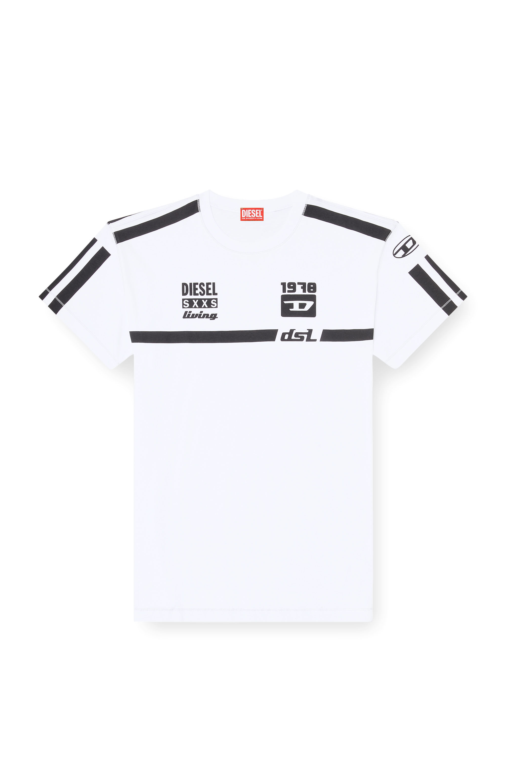 Diesel - T-NORM-V12, Male's Cotton T-shirt with contrast graphic prints in White - 2