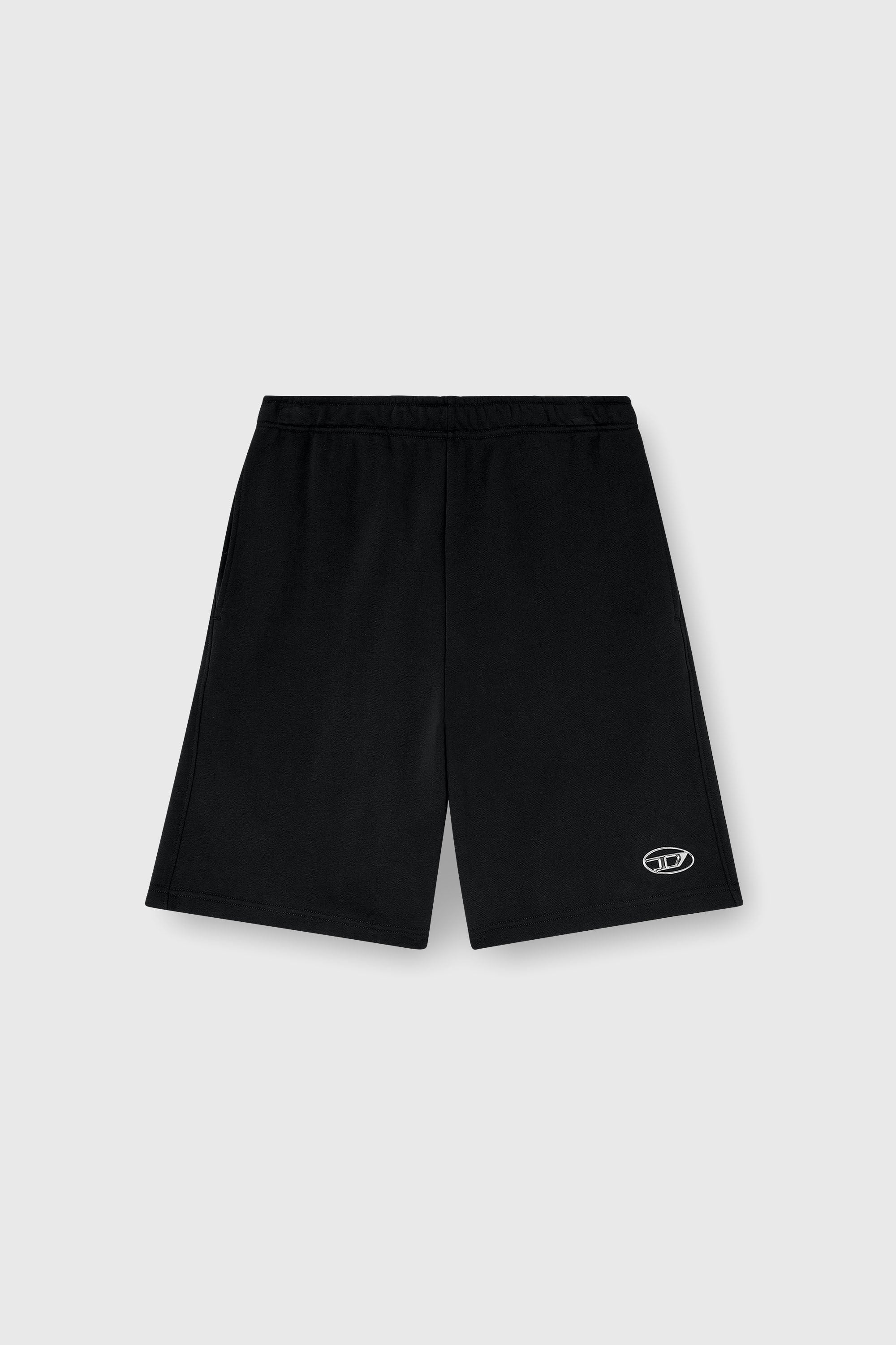 Diesel - P-MARSHY-OD, Pantalones cortos deportivos con logotipo Oval D plateado Hombre in Negro - 2