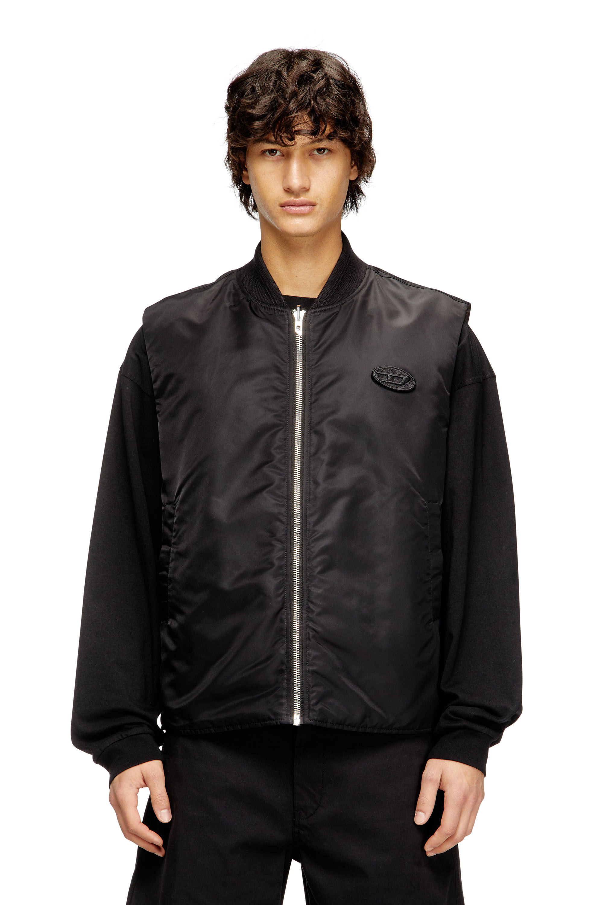 【美品・正規品】DIESEL W-DWAIN-VEST ブラック Men's Padded satin vest with Oval D embroidery | Black | Diesel