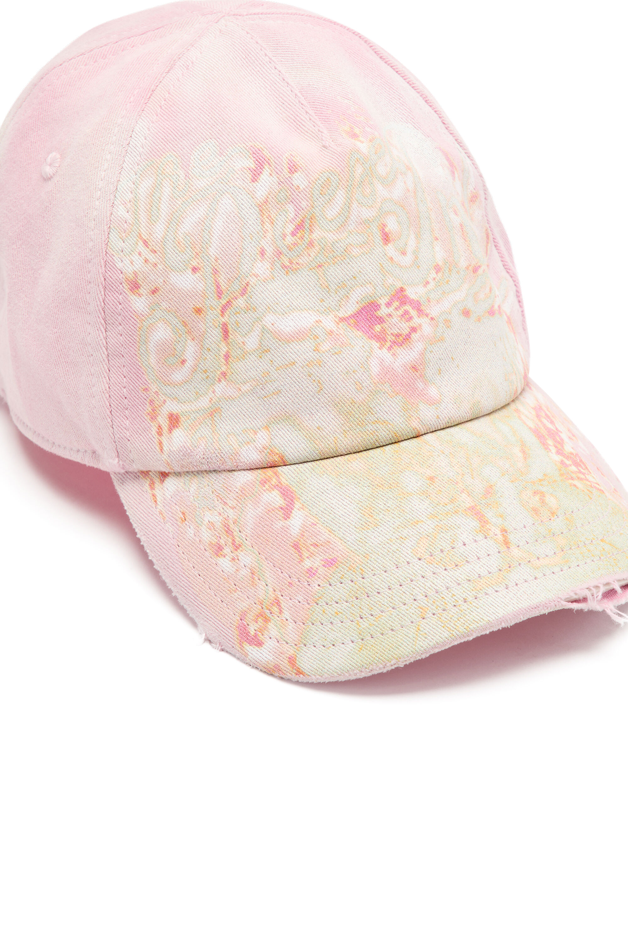 Men's Distressed baseball cap with graphic print | Pink | Diesel US