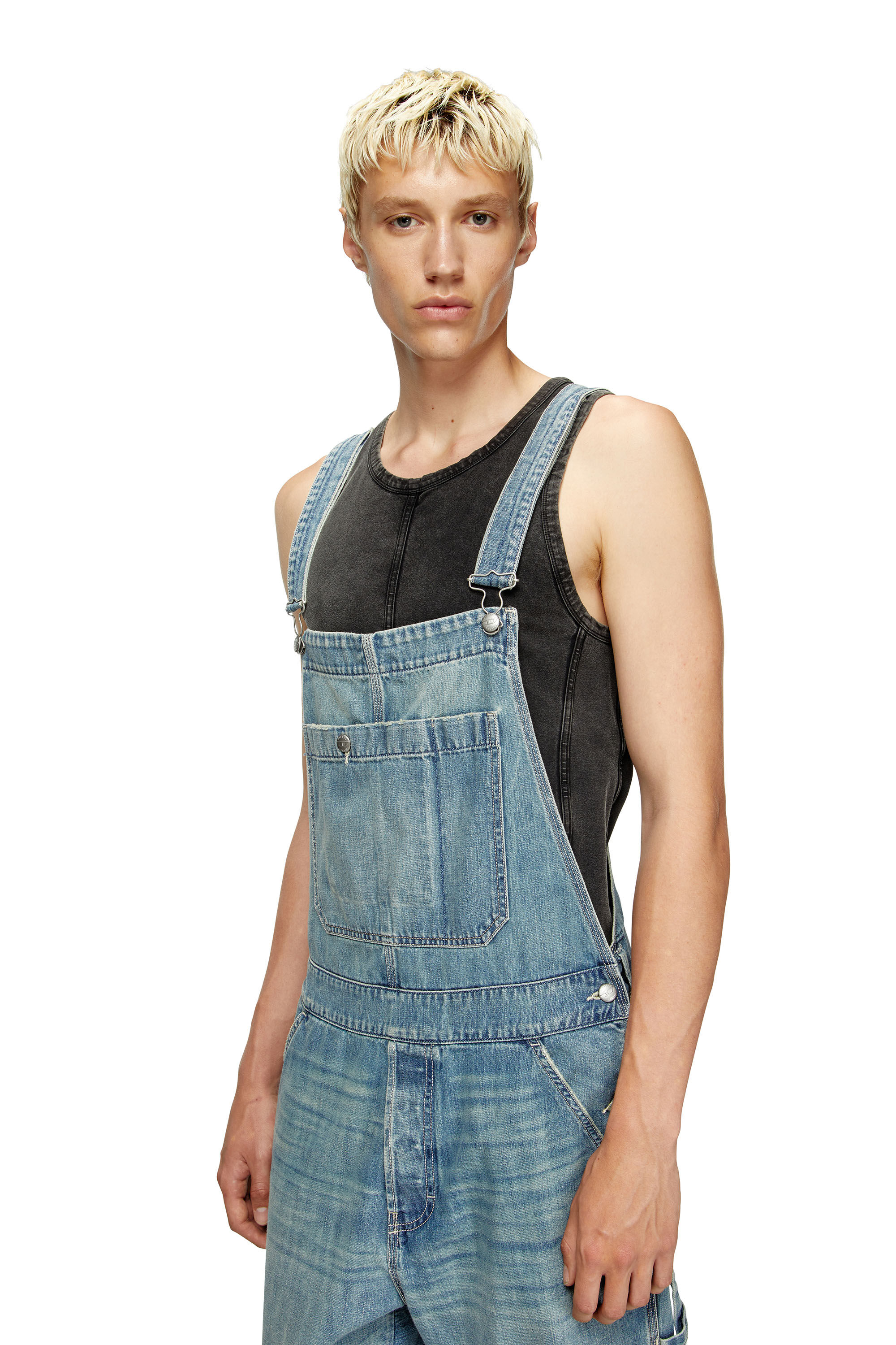 Diesel - D-FRAMU-U, Unisex's Utility-style denim dungarees in Light Blue - 7